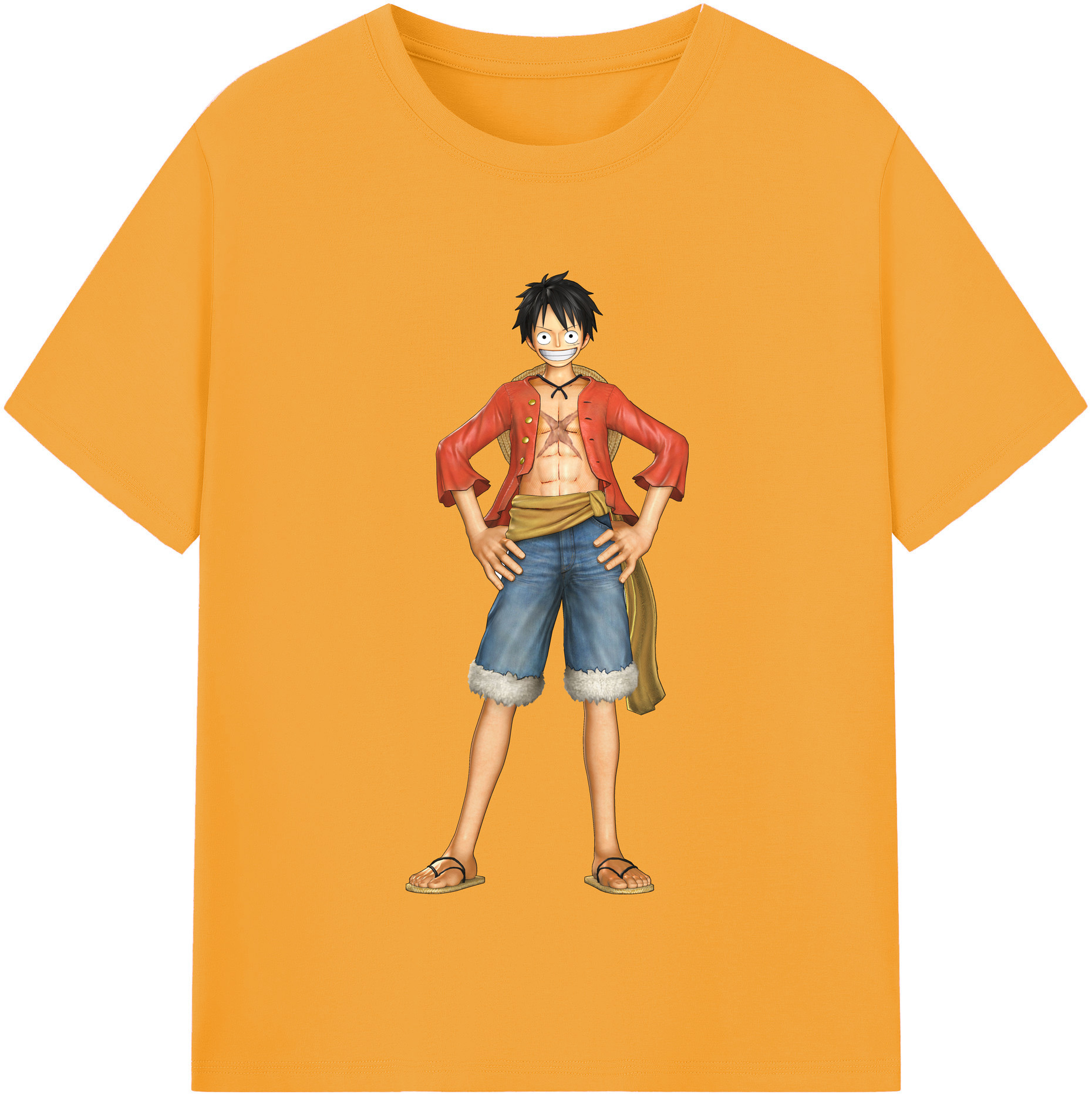 ワンピース モンキー・D・ルフィ ONE PIECE Monkey D. Luffy レディースカジュアルプリントTシャツ（綿100％）