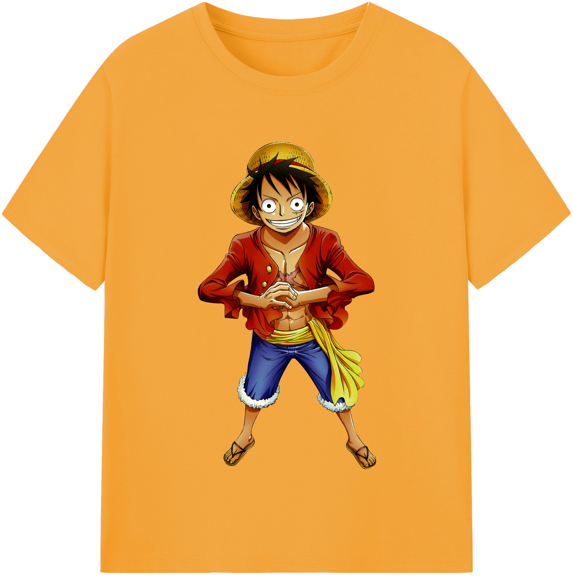 ワンピース モンキー・D・ルフィ ONE PIECE Monkey D. Luffy レディースカジュアルプリントTシャツ（綿100％）