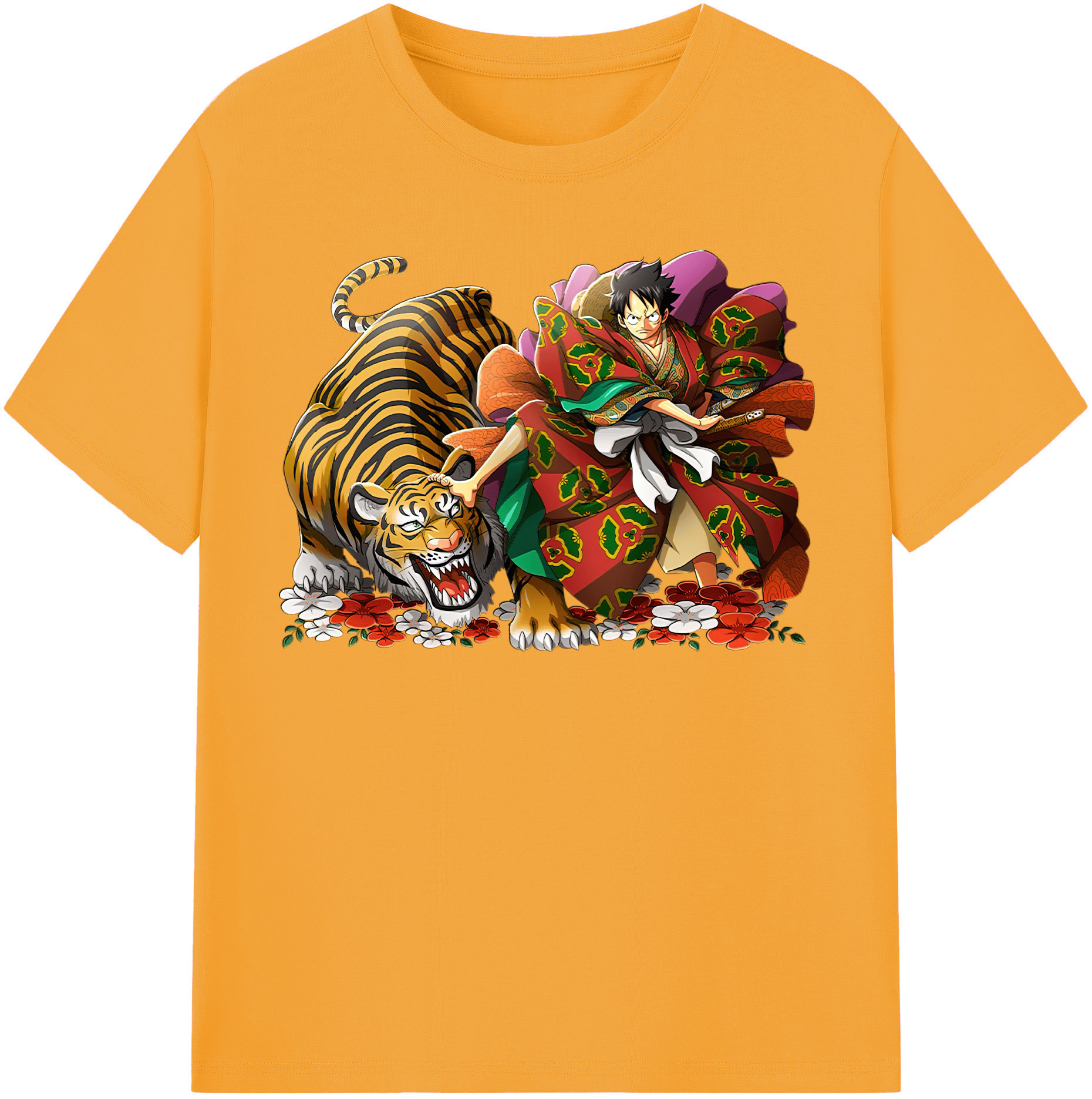 ワンピース モンキー・D・ルフィ ONE PIECE Monkey D. Luffy レディースカジュアルプリントTシャツ（綿100％）