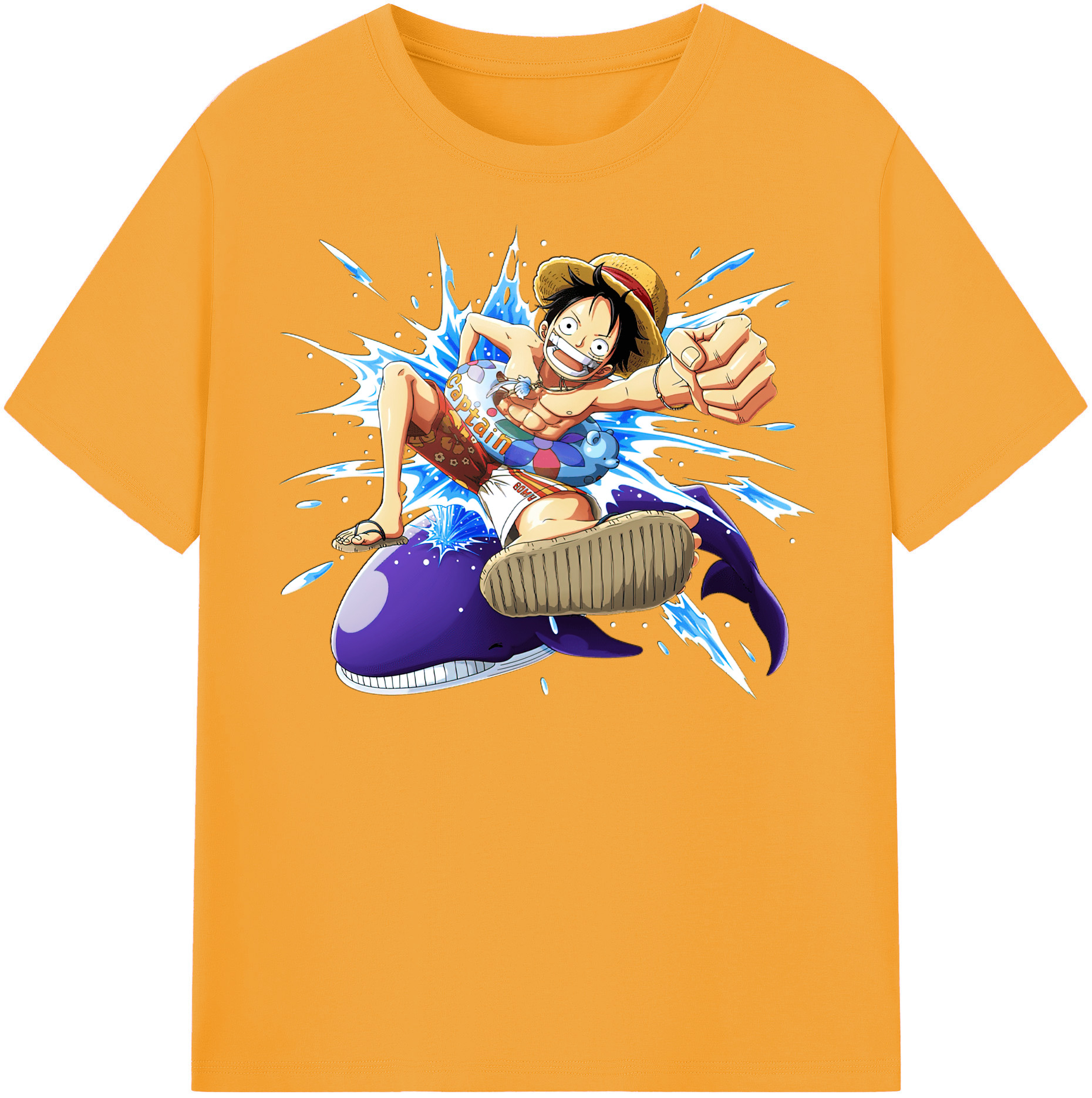 ワンピース モンキー・D・ルフィ ONE PIECE Monkey D. Luffy レディースカジュアルプリントTシャツ（綿100％）