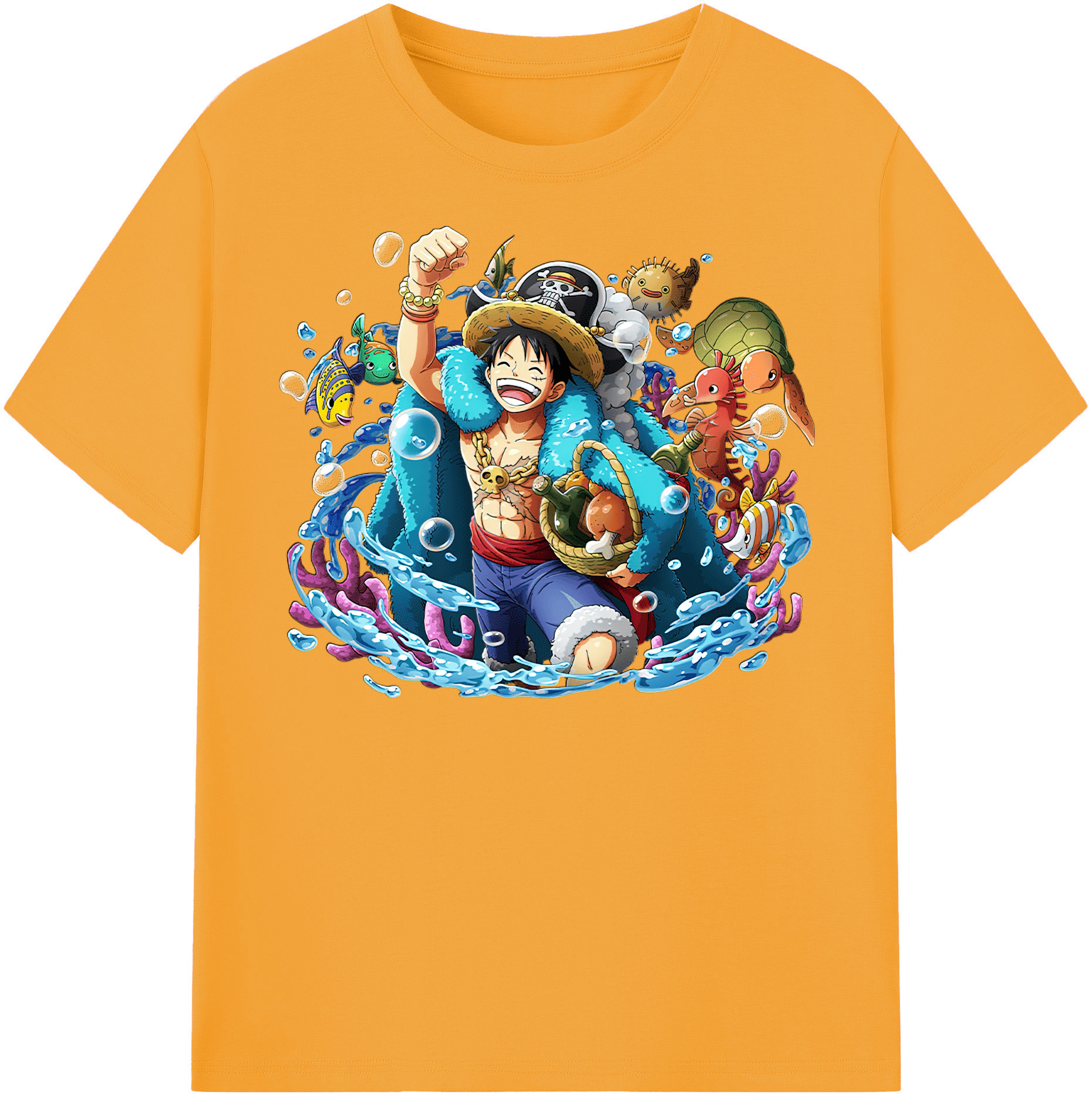 ワンピース モンキー・D・ルフィ ONE PIECE Monkey D. Luffy レディースカジュアルプリントTシャツ（綿100％）