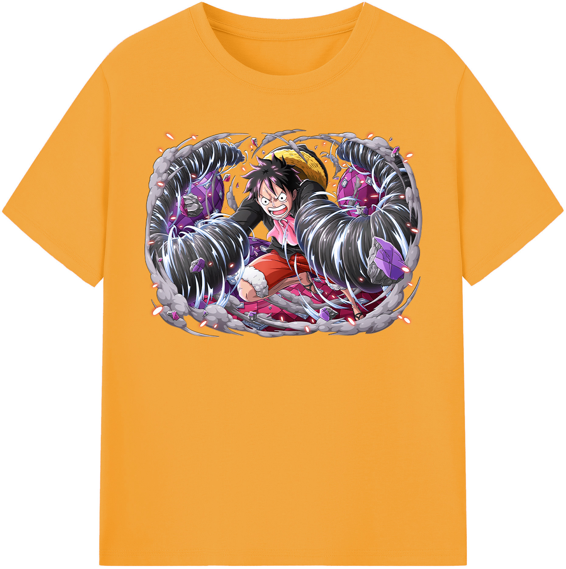 ワンピース モンキー・D・ルフィ ONE PIECE Monkey D. Luffy レディースカジュアルプリントTシャツ（綿100％）