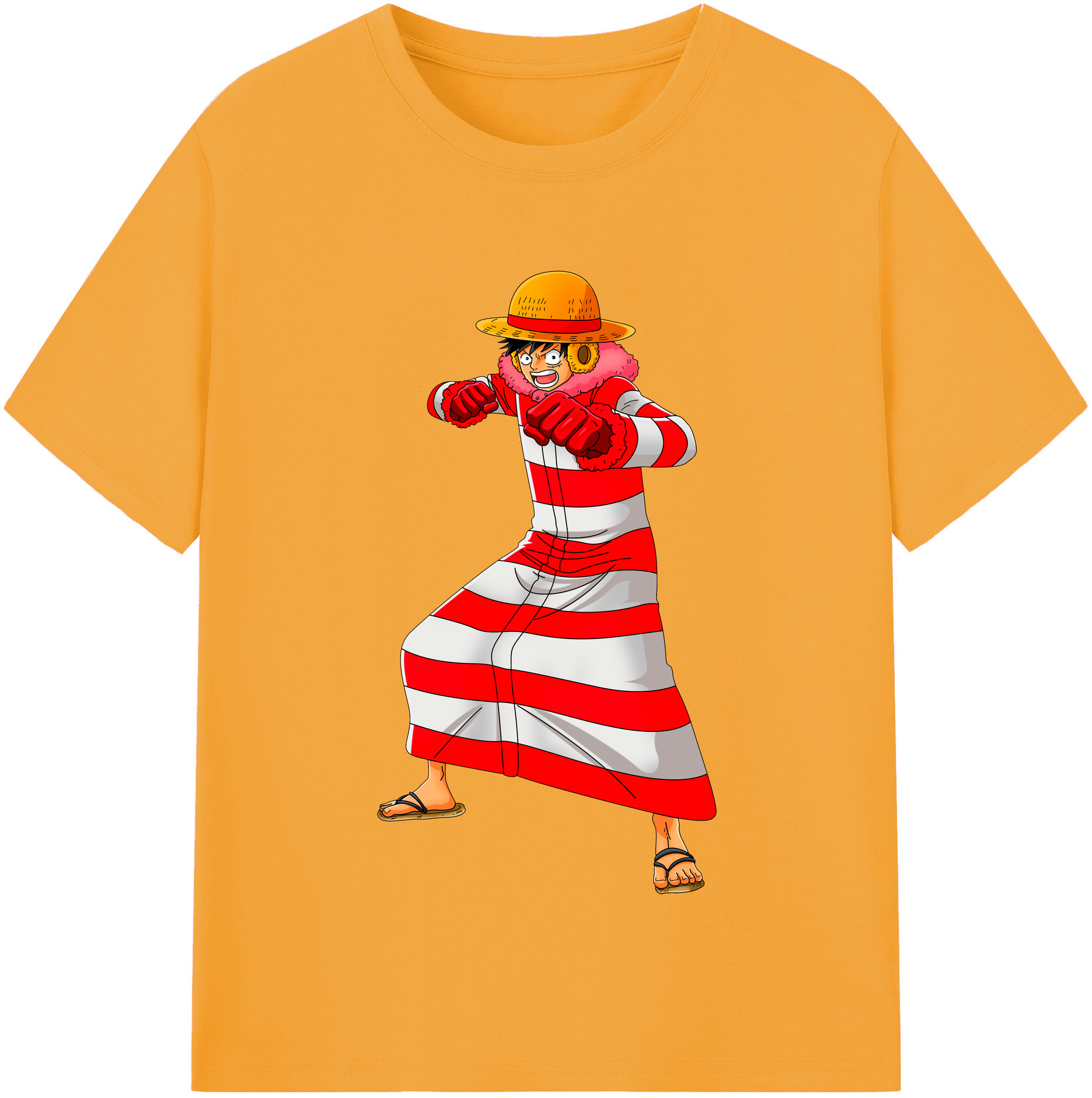 ワンピース モンキー・D・ルフィ ONE PIECE Monkey D. Luffy レディースカジュアルプリントTシャツ（綿100％）