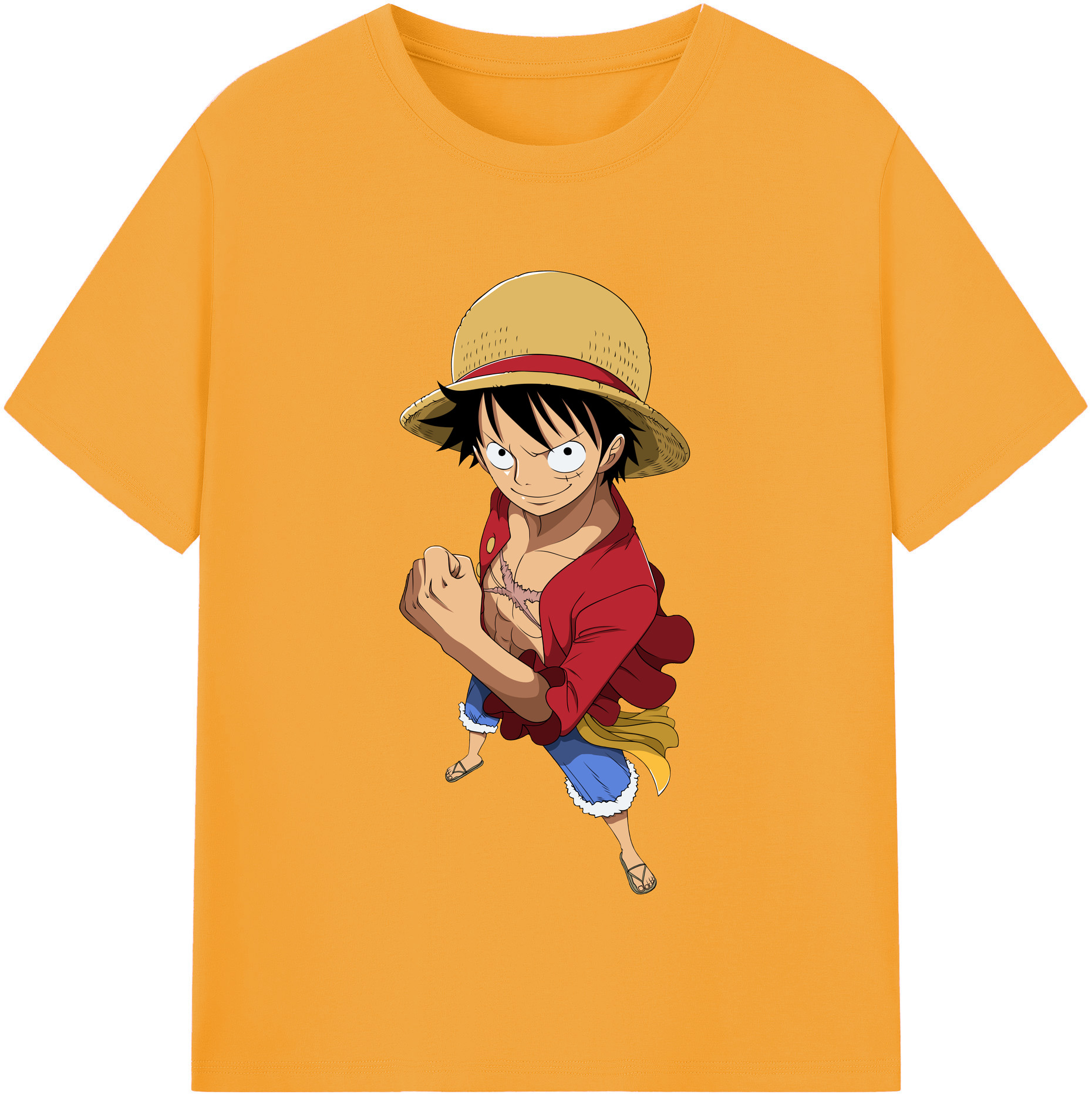 ワンピース モンキー・D・ルフィ ONE PIECE Monkey D. Luffy レディースカジュアルプリントTシャツ（綿100％）