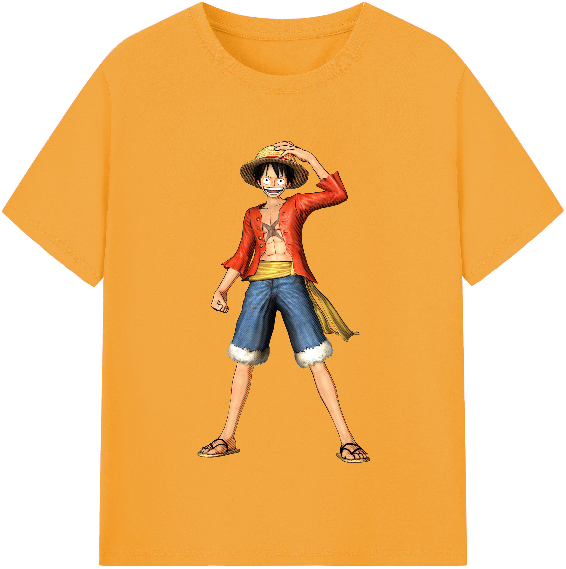 ワンピース モンキー・D・ルフィ ONE PIECE Monkey D. Luffy レディースカジュアルプリントTシャツ（綿100％）