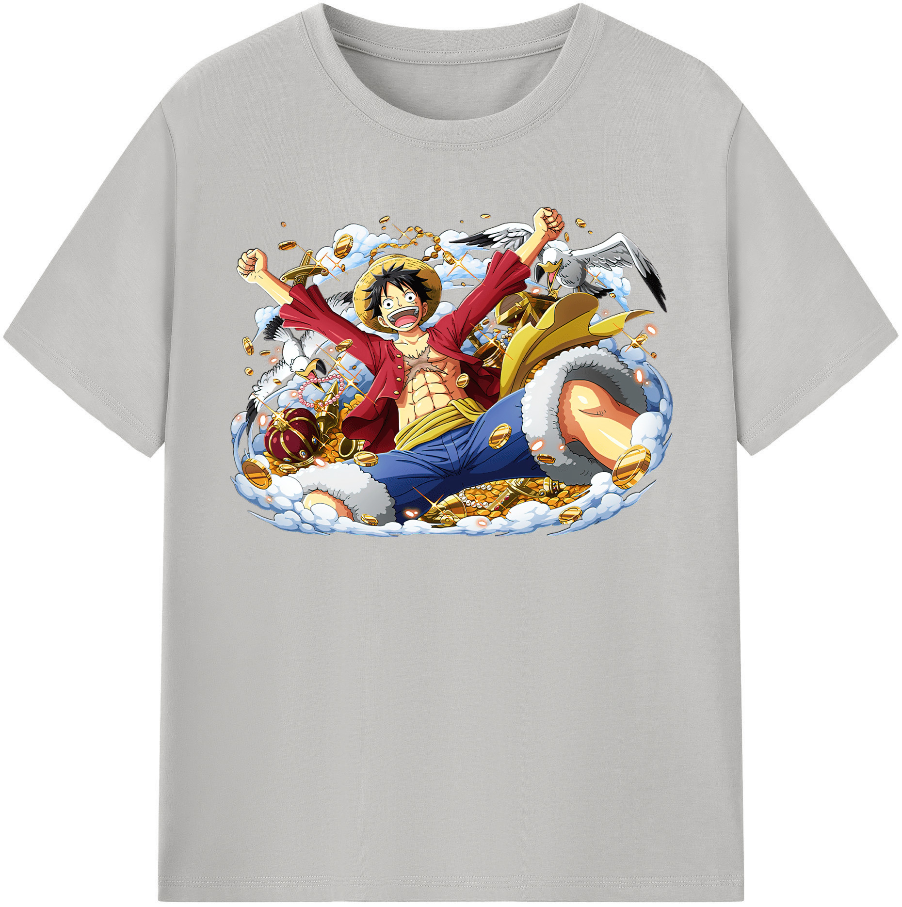 ワンピース モンキー・D・ルフィ ONE PIECE Monkey D. Luffy レディースカジュアルプリントTシャツ（綿100％）