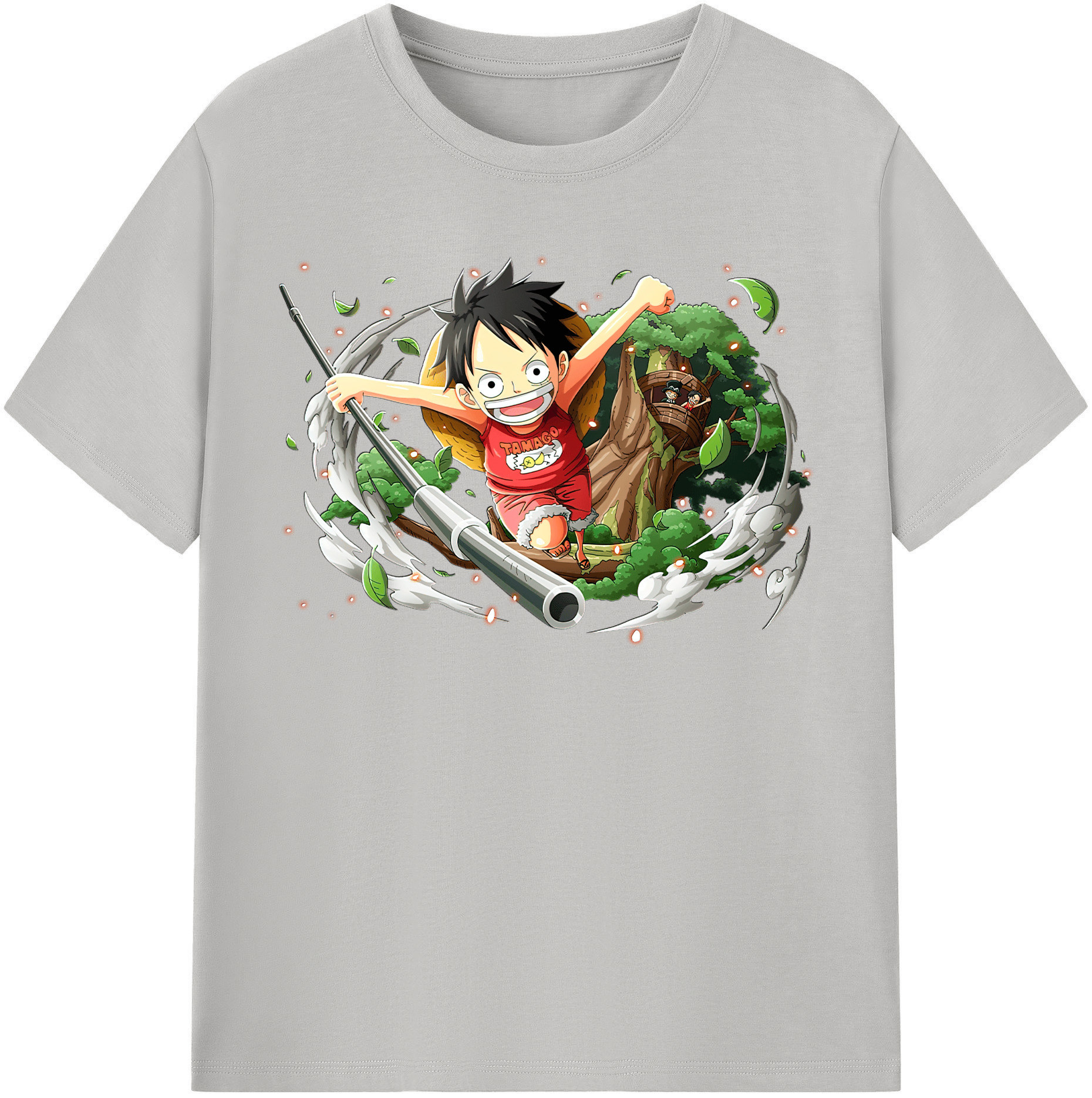 ワンピース モンキー・D・ルフィ ONE PIECE Monkey D. Luffy レディースカジュアルプリントTシャツ（綿100％）