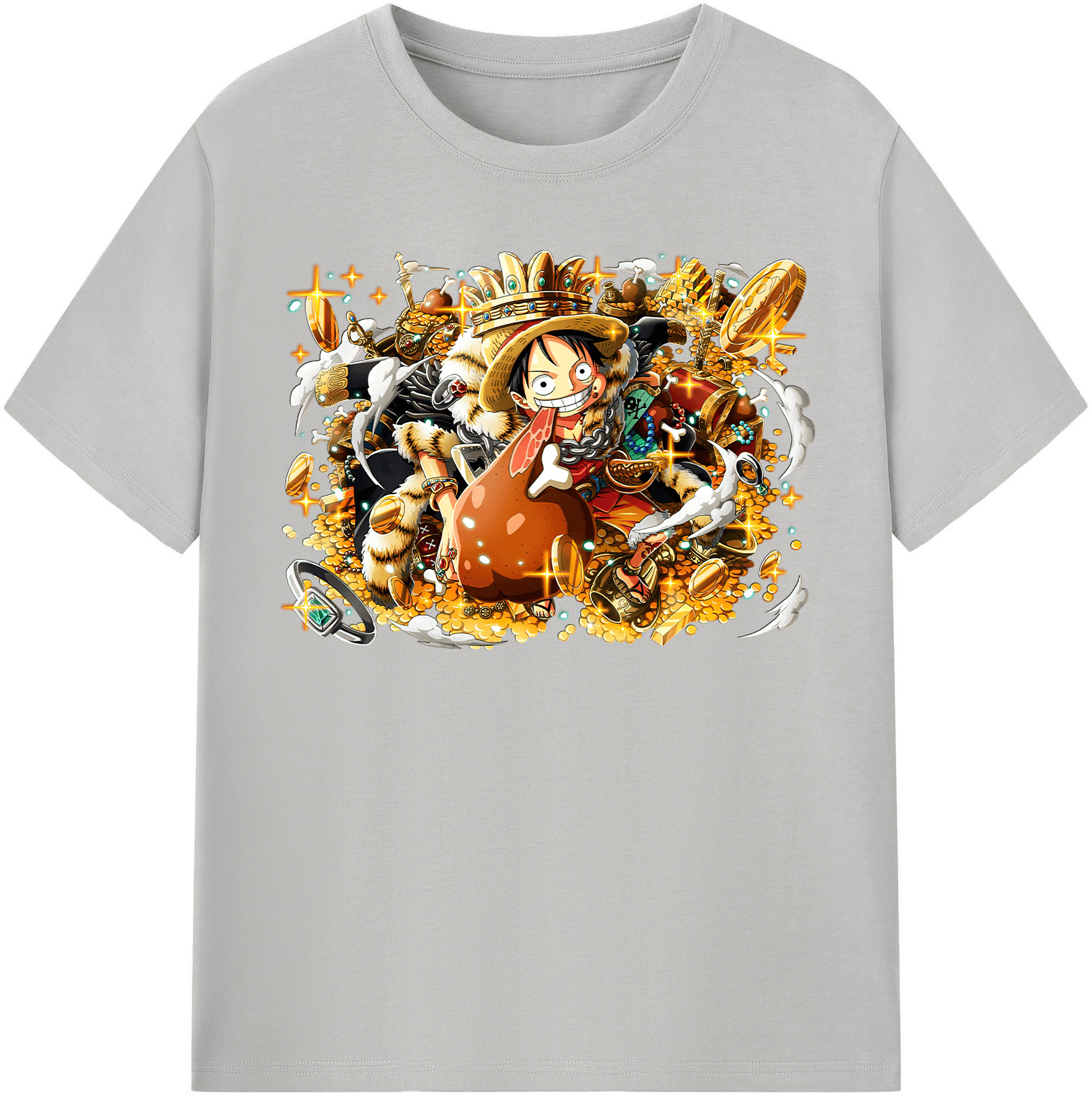 ワンピース モンキー・D・ルフィ ONE PIECE Monkey D. Luffy レディースカジュアルプリントTシャツ（綿100％）