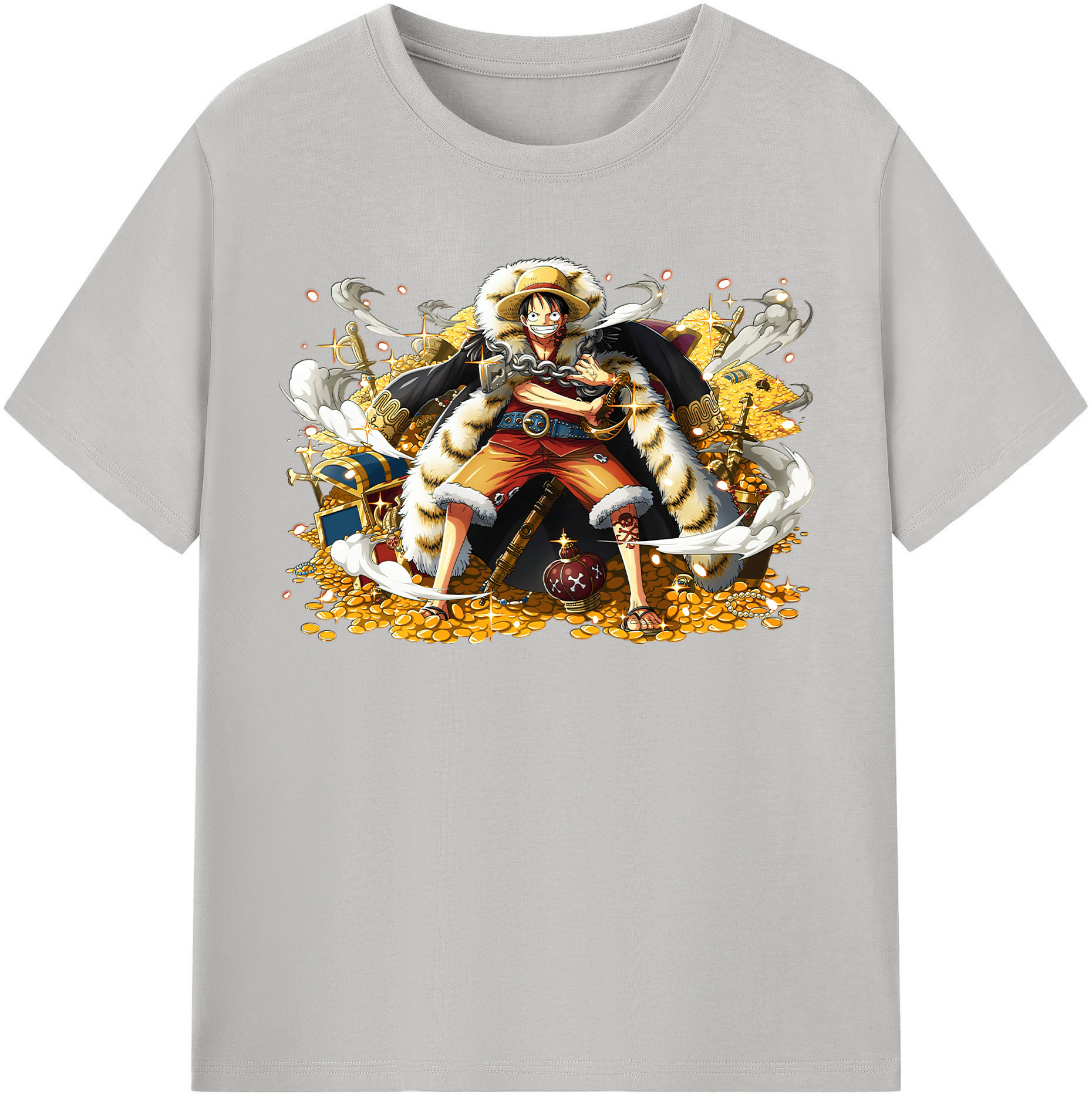 ワンピース モンキー・D・ルフィ ONE PIECE Monkey D. Luffy レディースカジュアルプリントTシャツ（綿100％）