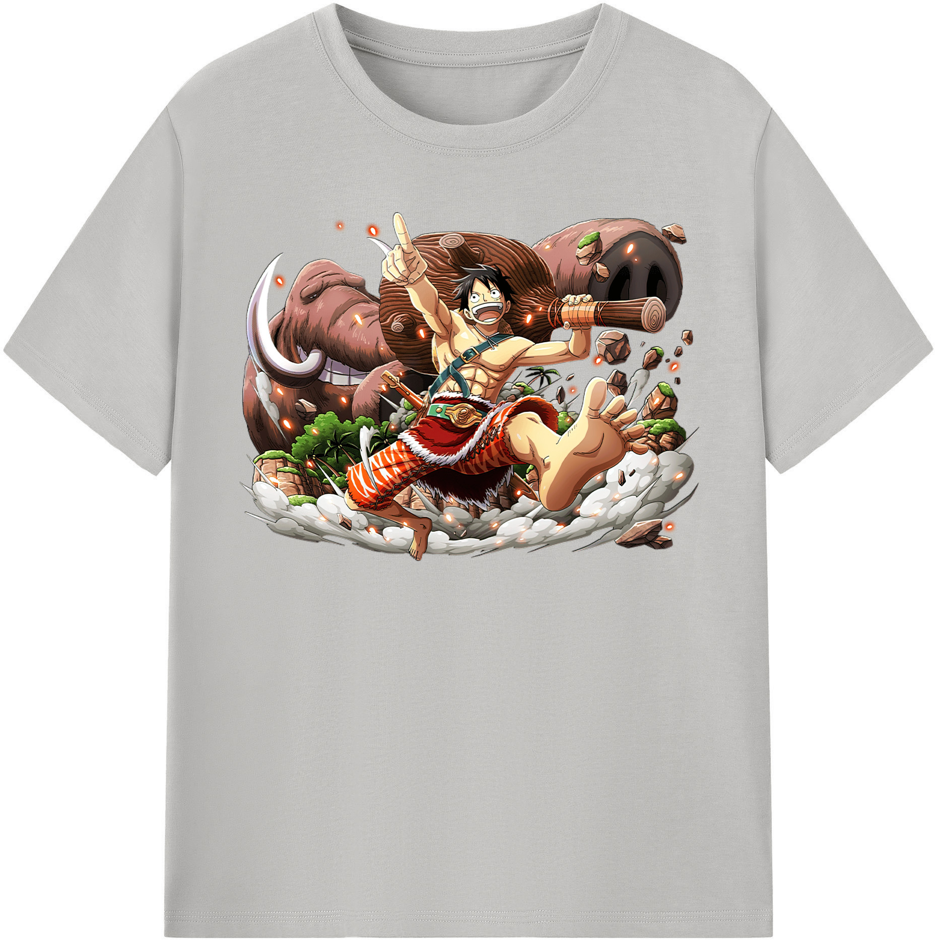 ワンピース モンキー・D・ルフィ ONE PIECE Monkey D. Luffy レディースカジュアルプリントTシャツ（綿100％）