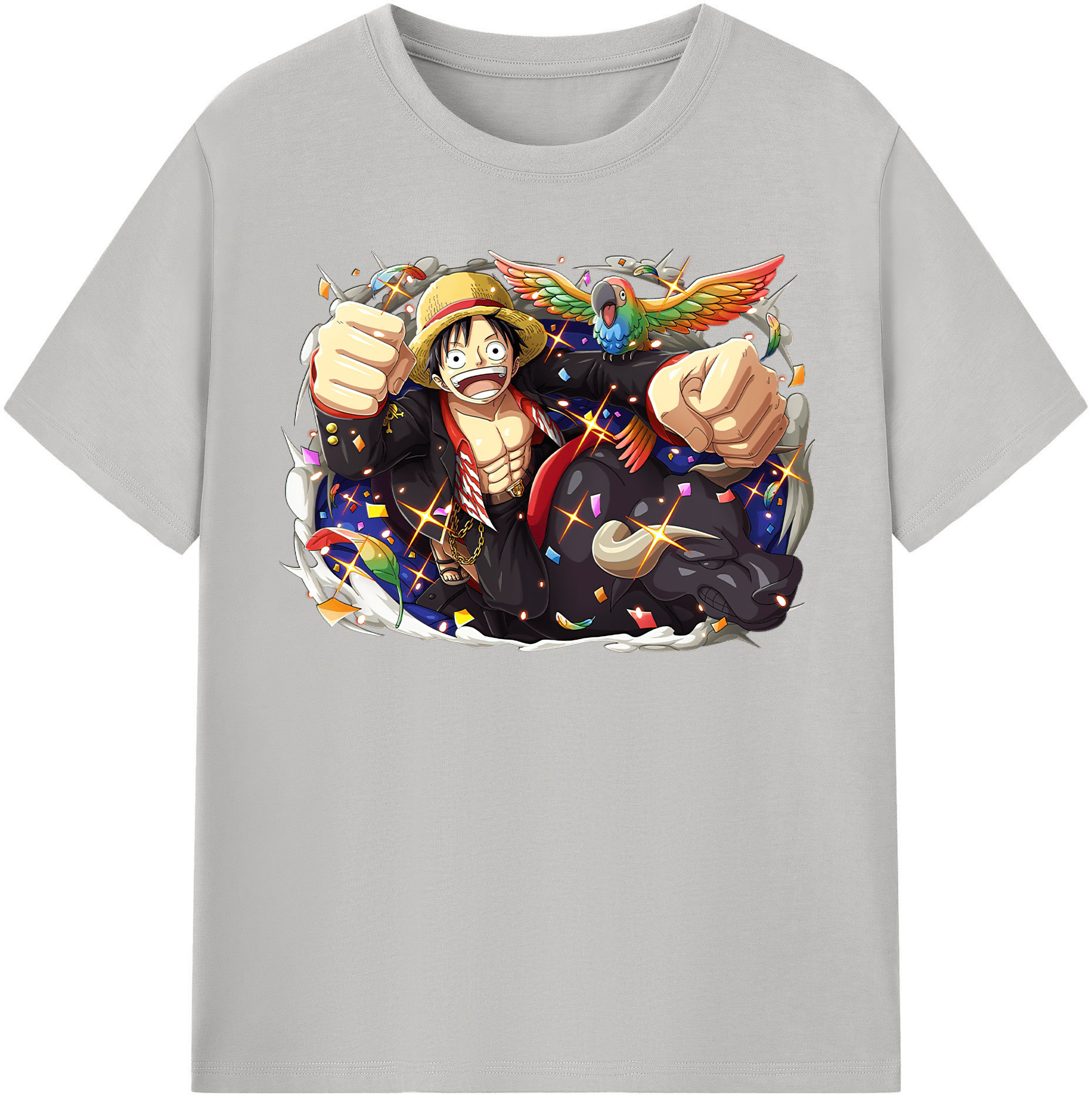 ワンピース モンキー・D・ルフィ ONE PIECE Monkey D. Luffy レディースカジュアルプリントTシャツ（綿100％）