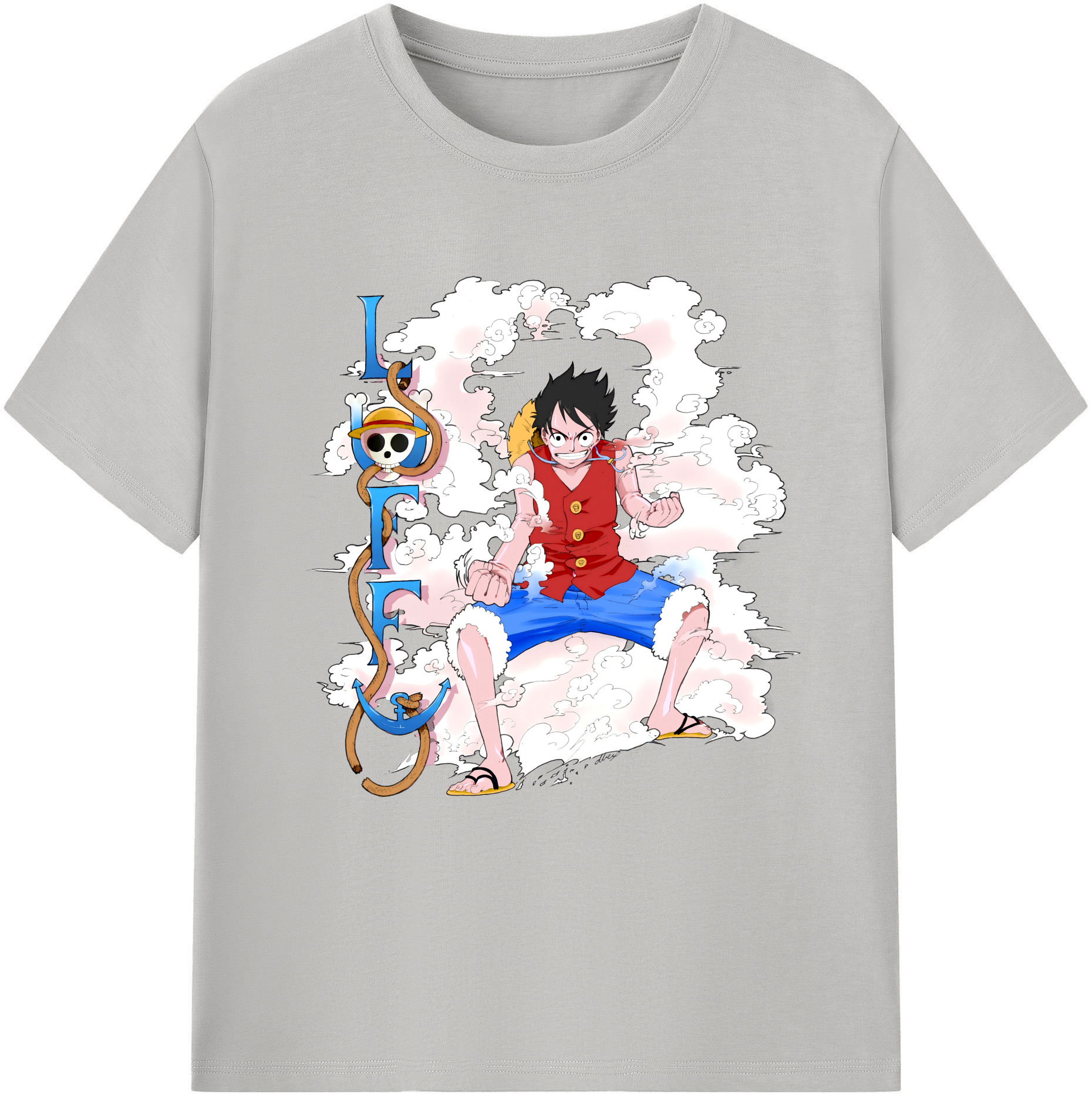 ワンピース モンキー・D・ルフィ ONE PIECE Monkey D. Luffy レディースカジュアルプリントTシャツ（綿100％）