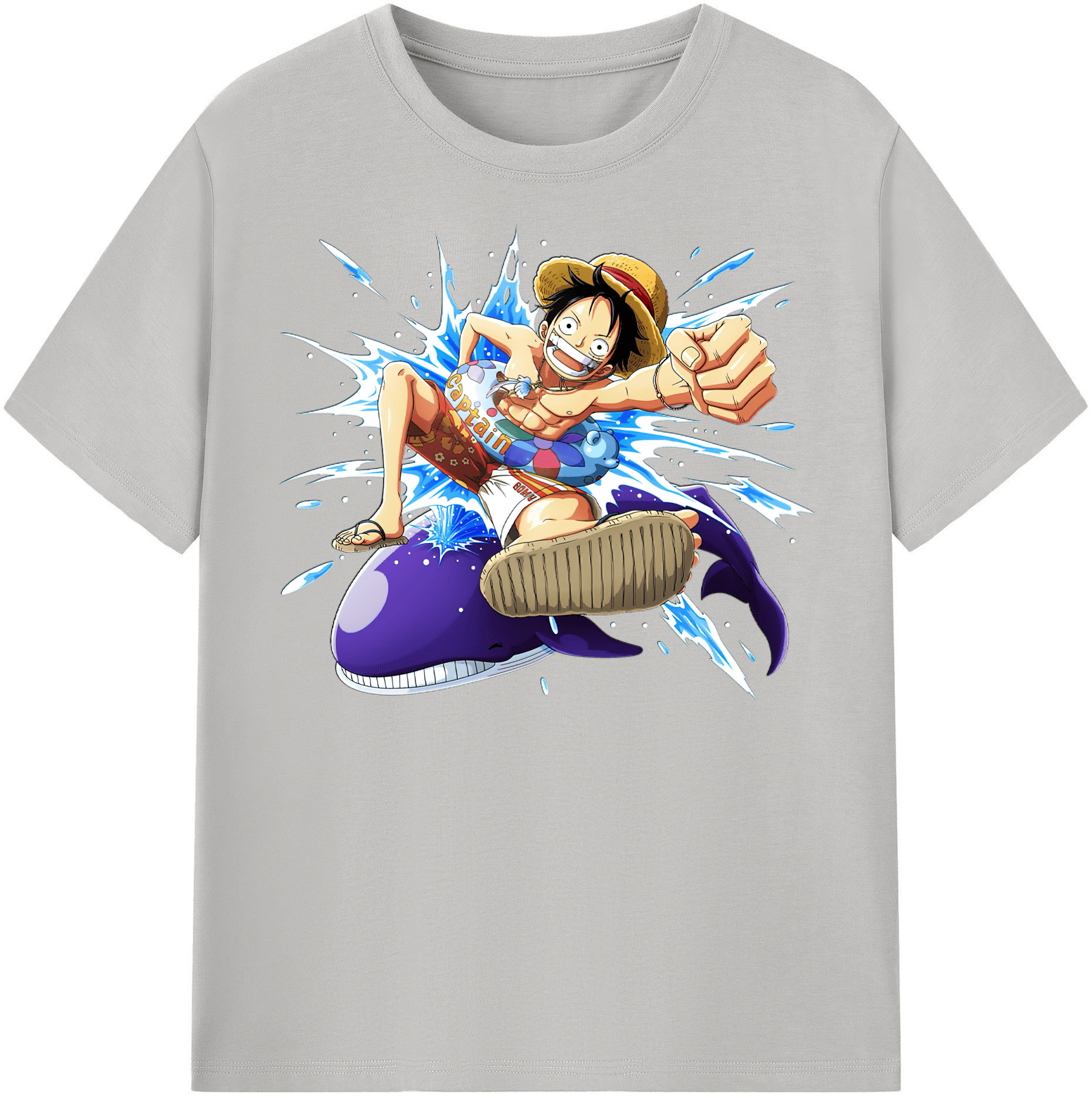 ワンピース モンキー・D・ルフィ ONE PIECE Monkey D. Luffy レディースカジュアルプリントTシャツ（綿100％）