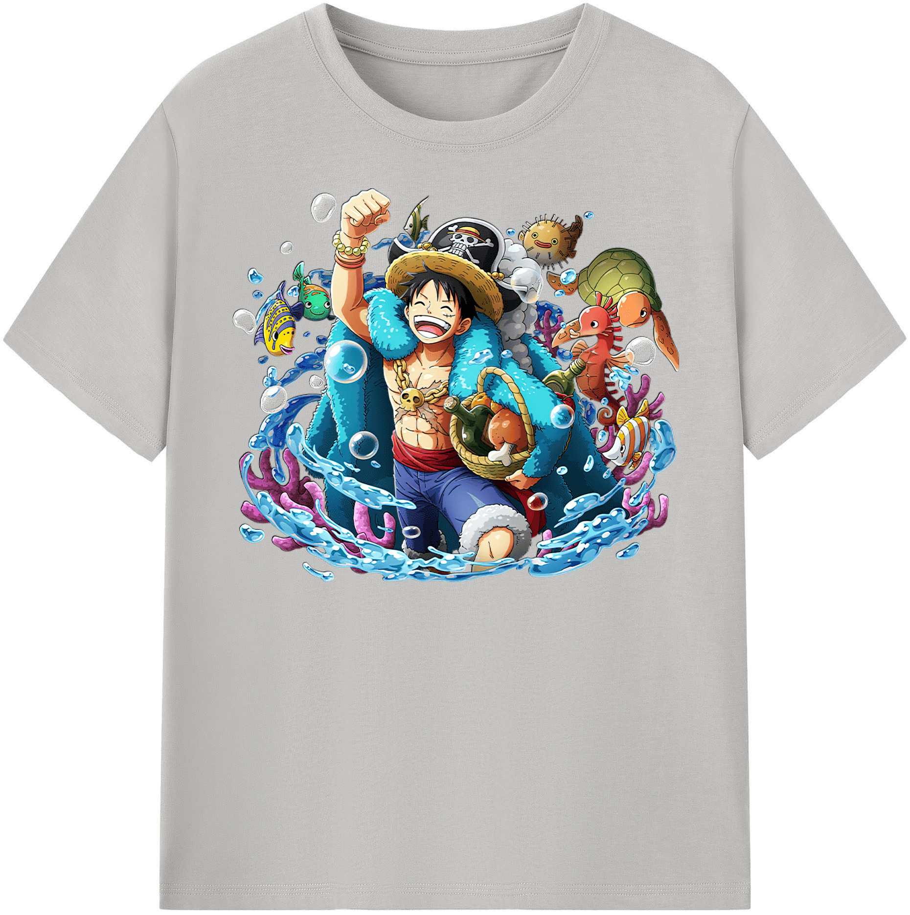 ワンピース モンキー・D・ルフィ ONE PIECE Monkey D. Luffy レディースカジュアルプリントTシャツ（綿100％）