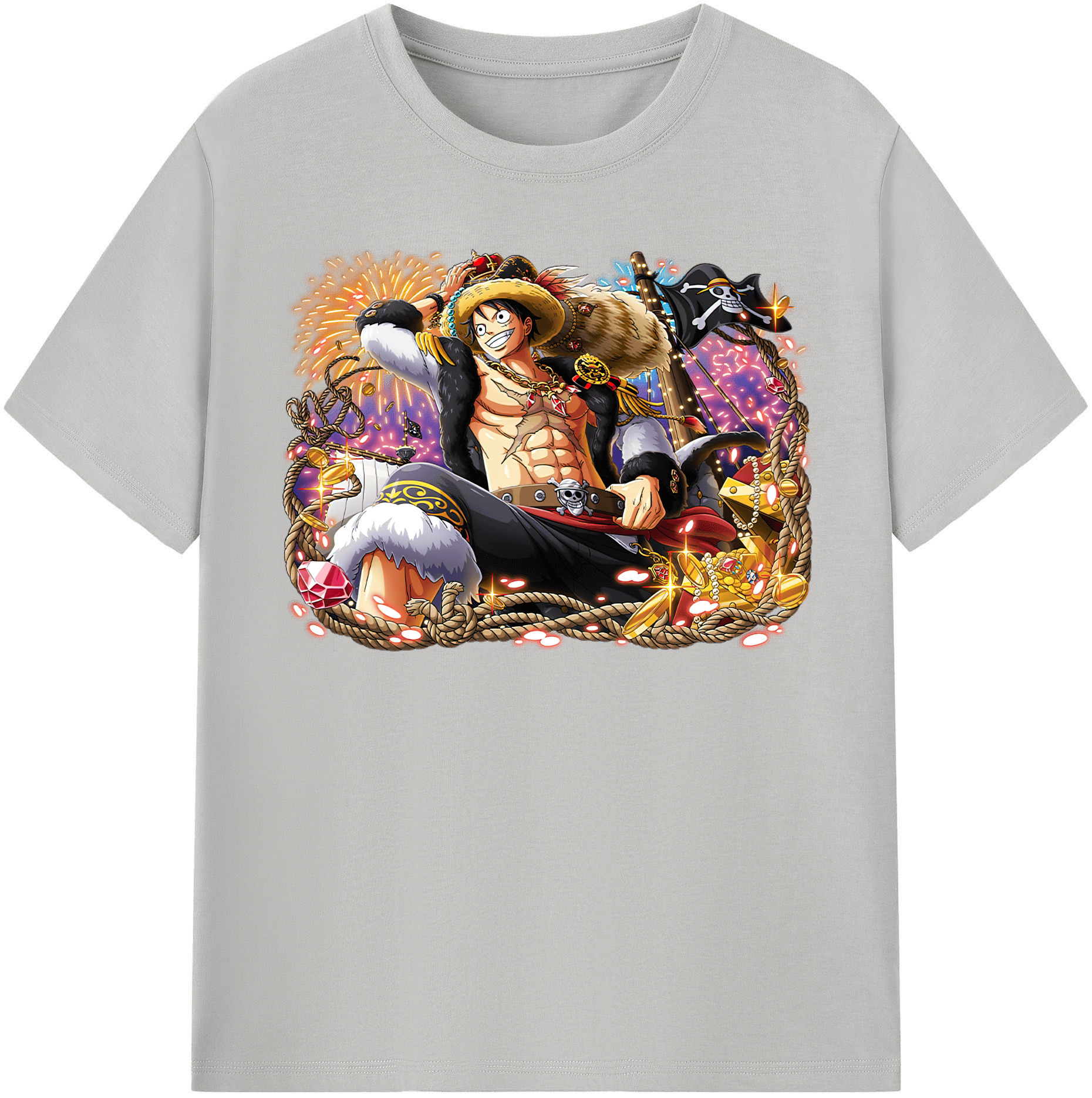 ワンピース モンキー・D・ルフィ ONE PIECE Monkey D. Luffy レディースカジュアルプリントTシャツ（綿100％）
