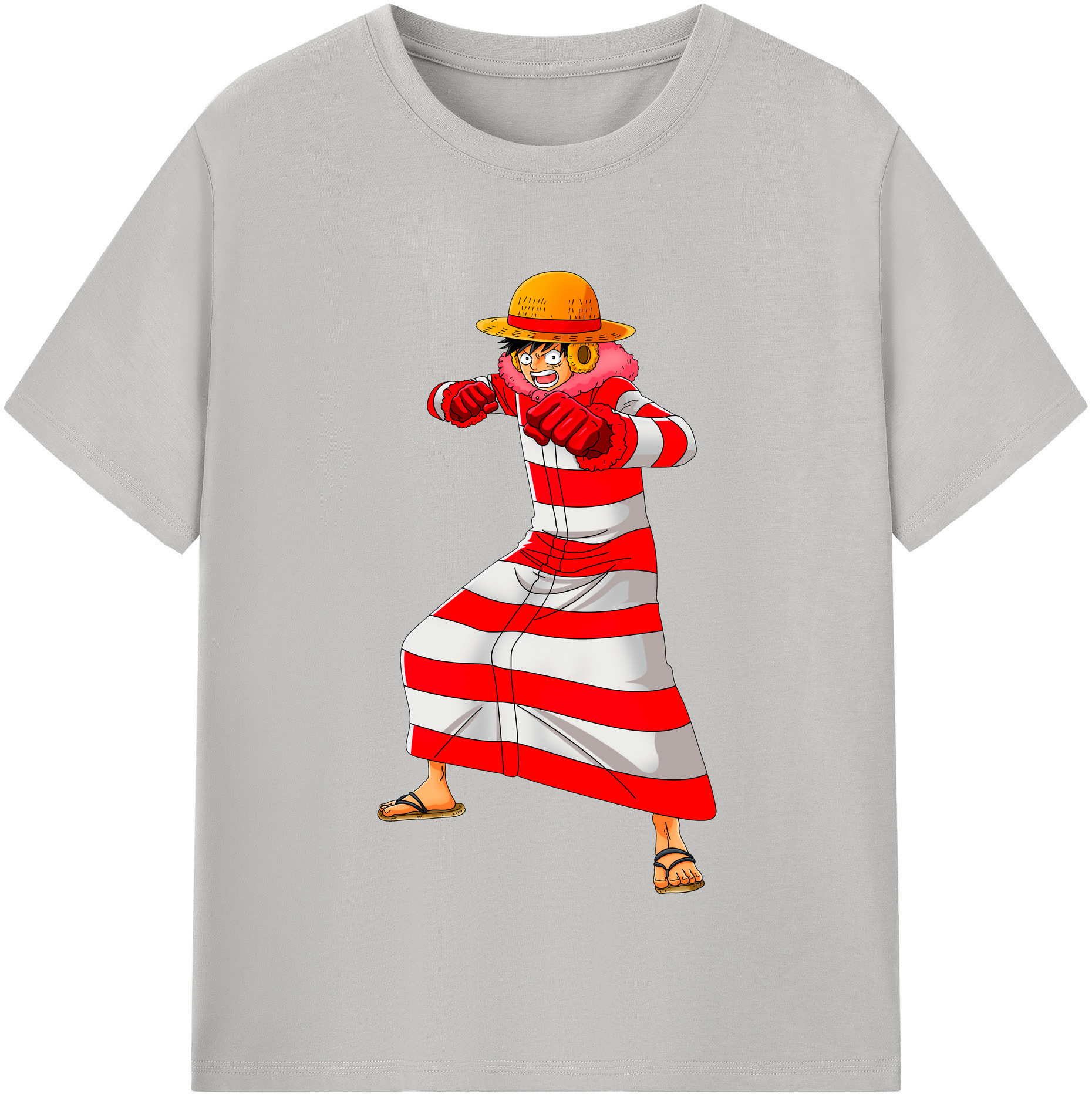 ワンピース モンキー・D・ルフィ ONE PIECE Monkey D. Luffy レディースカジュアルプリントTシャツ（綿100％）