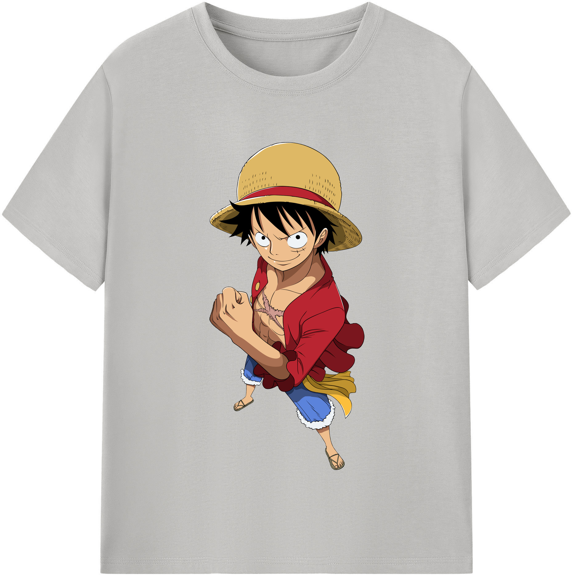 ワンピース モンキー・D・ルフィ ONE PIECE Monkey D. Luffy レディースカジュアルプリントTシャツ（綿100％）