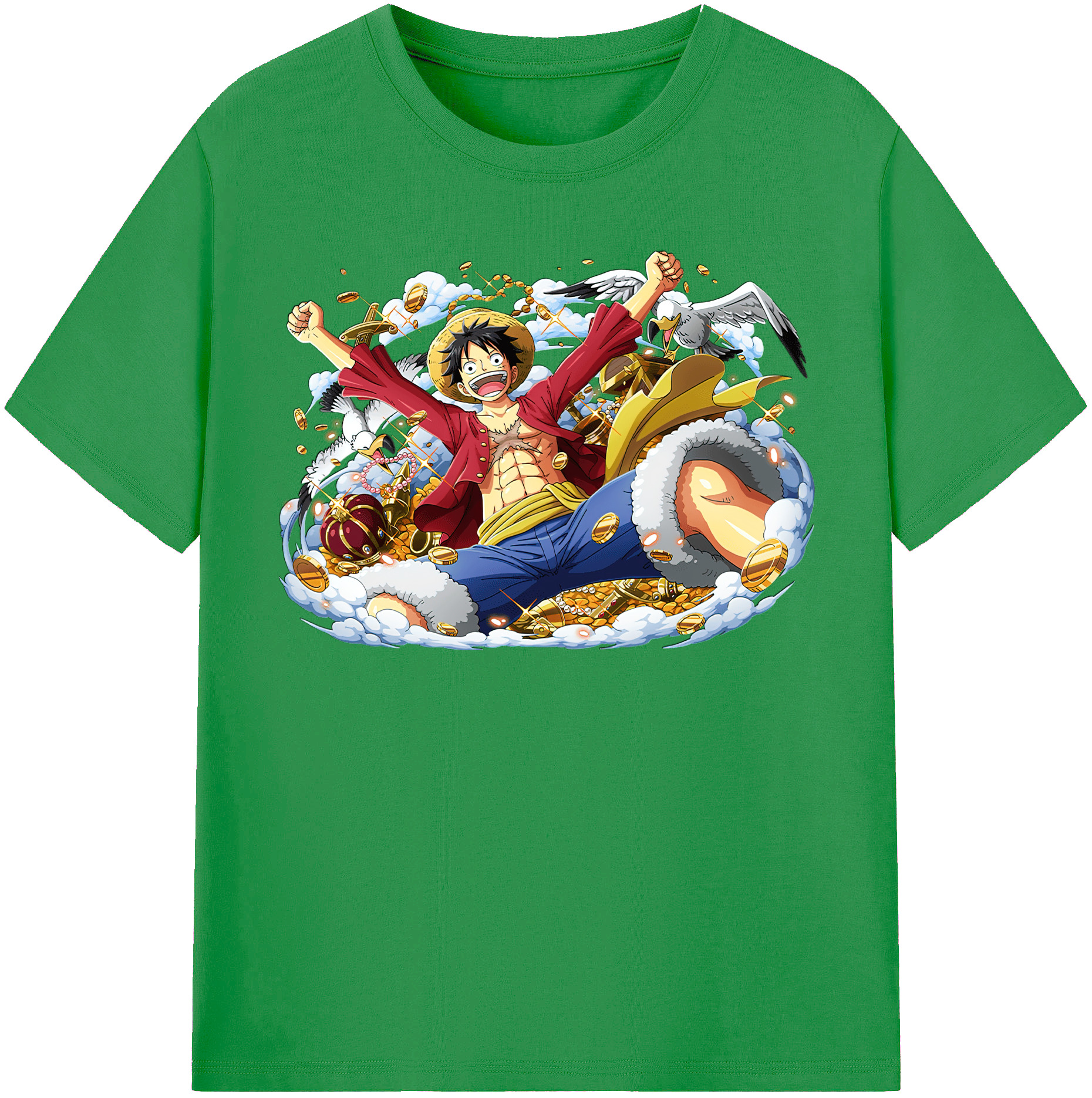 ワンピース モンキー・D・ルフィ ONE PIECE Monkey D. Luffy レディースカジュアルプリントTシャツ（綿100％）
