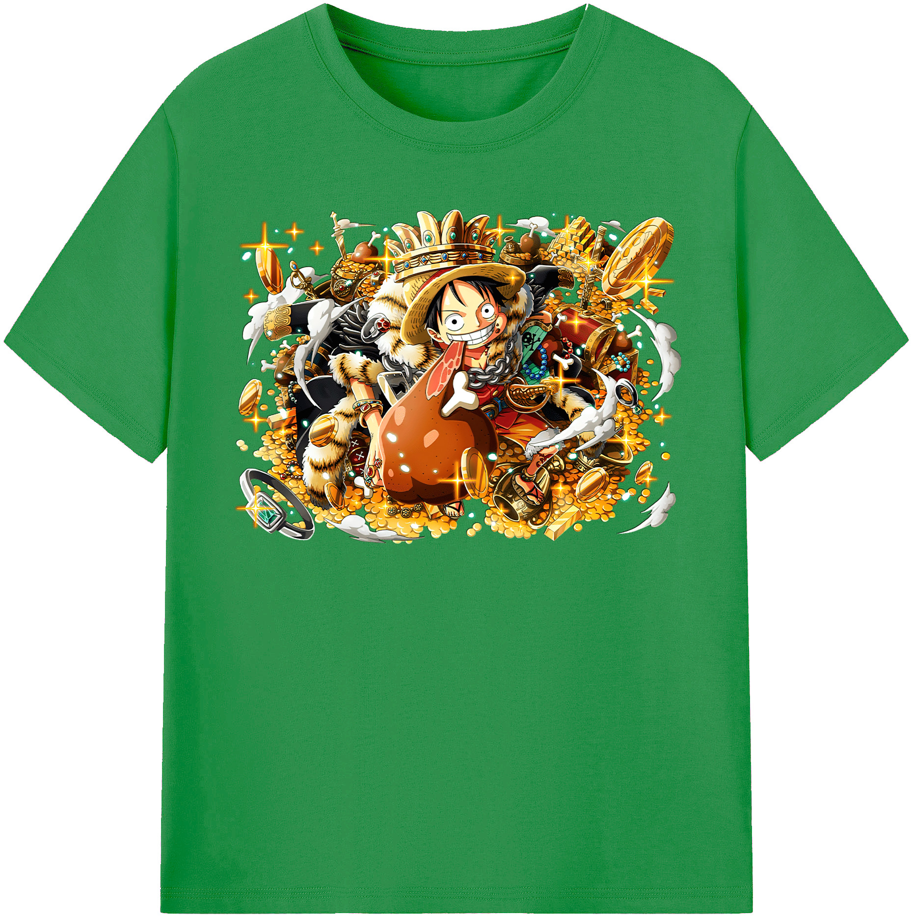 ワンピース モンキー・D・ルフィ ONE PIECE Monkey D. Luffy レディースカジュアルプリントTシャツ（綿100％）