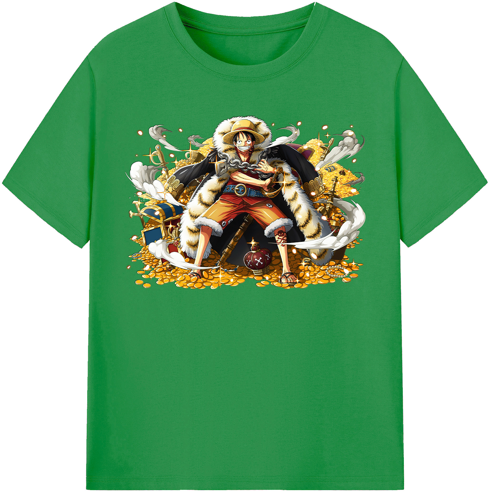 ワンピース モンキー・D・ルフィ ONE PIECE Monkey D. Luffy レディースカジュアルプリントTシャツ（綿100％）