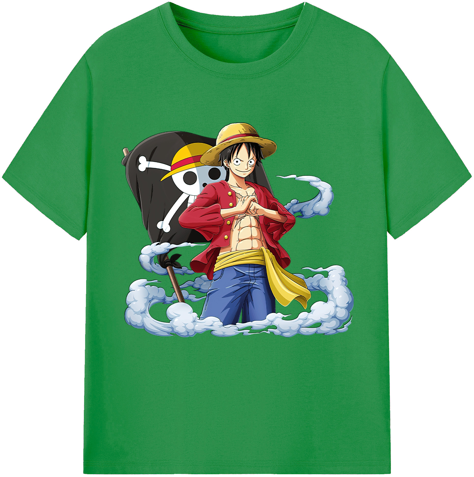 ワンピース モンキー・D・ルフィ ONE PIECE Monkey D. Luffy レディースカジュアルプリントTシャツ（綿100％）