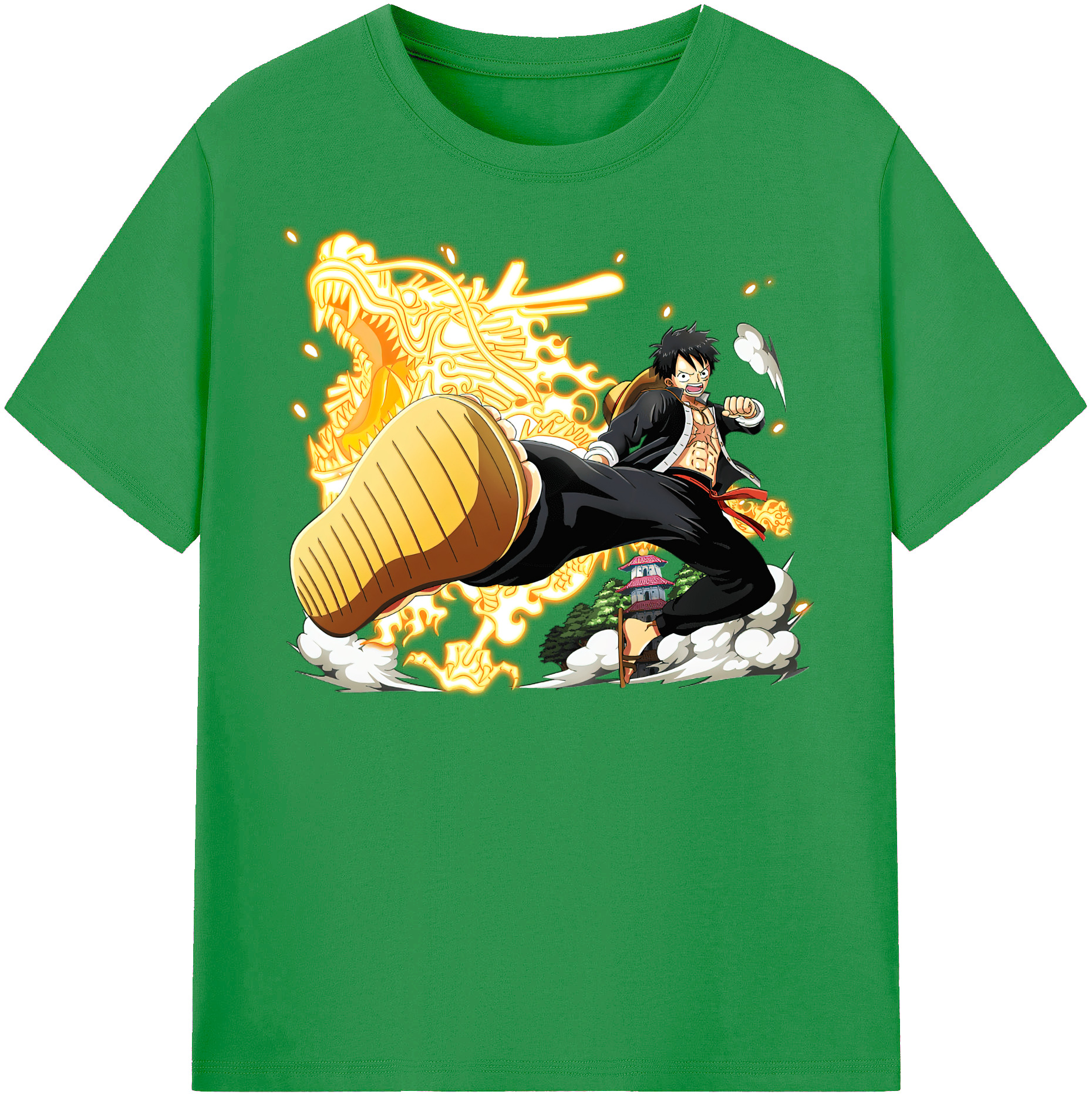 ワンピース モンキー・D・ルフィ ONE PIECE Monkey D. Luffy レディースカジュアルプリントTシャツ（綿100％）