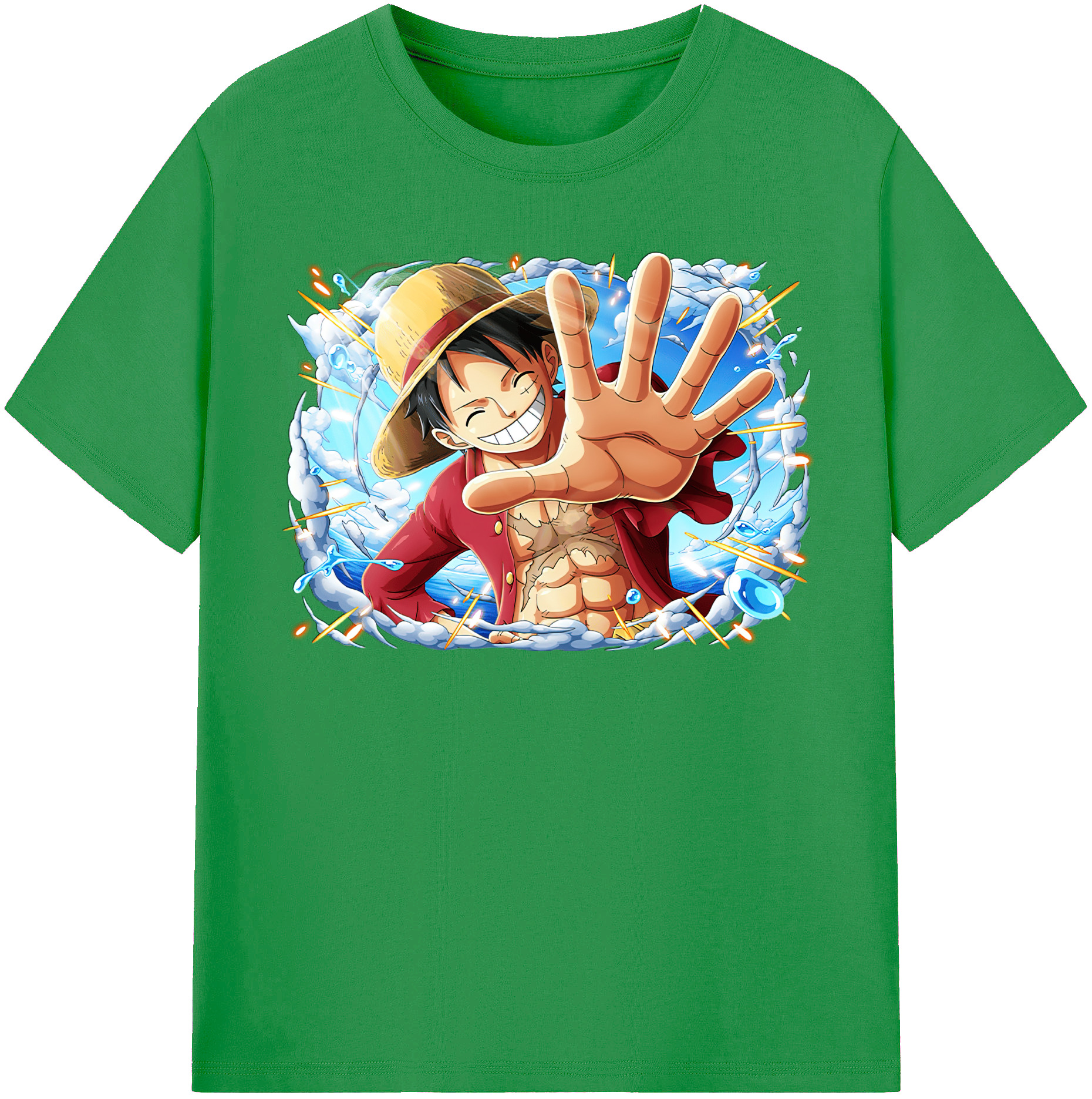 ワンピース モンキー・D・ルフィ ONE PIECE Monkey D. Luffy レディースカジュアルプリントTシャツ（綿100％）