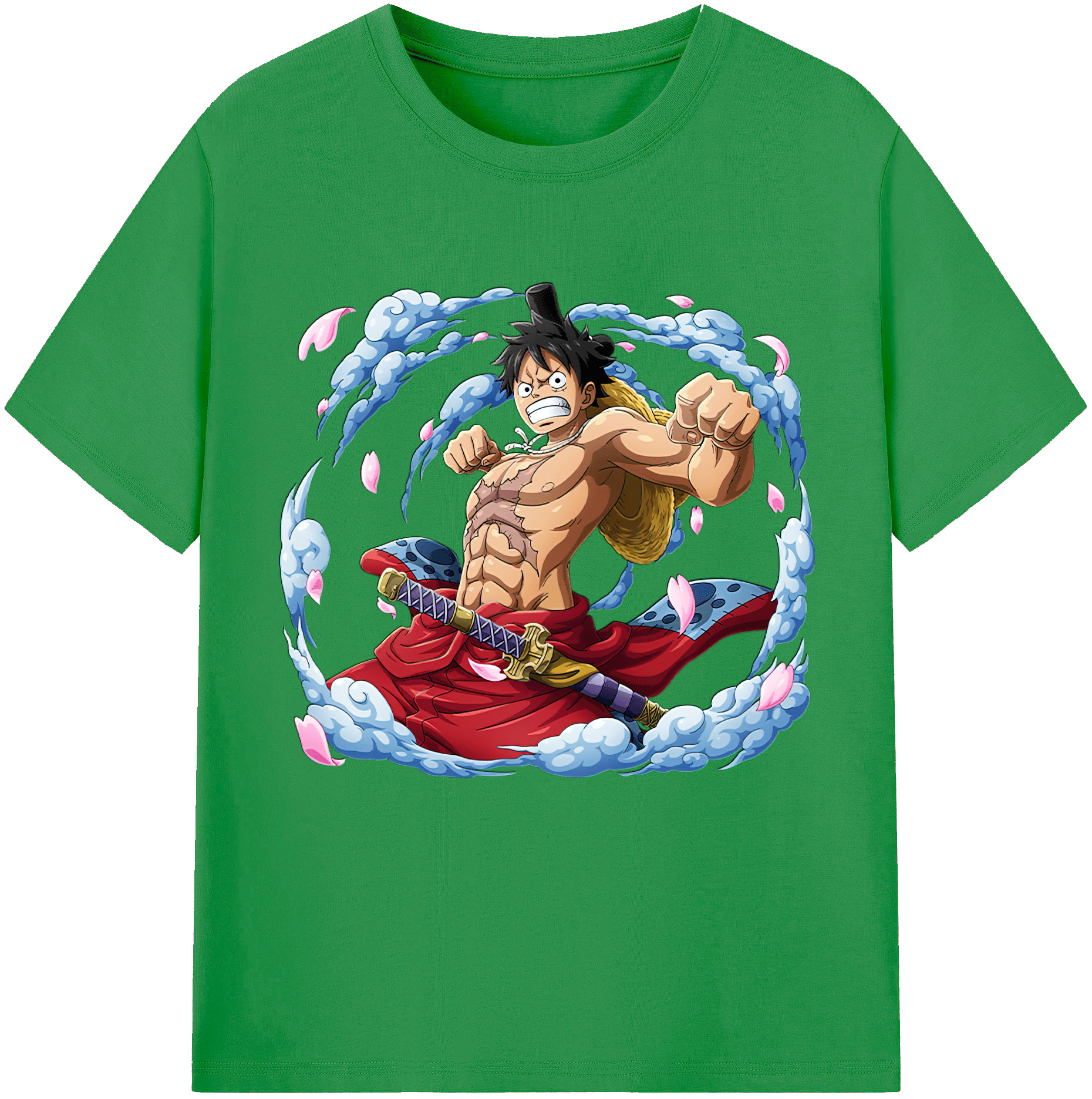 ワンピース モンキー・D・ルフィ ONE PIECE Monkey D. Luffy レディースカジュアルプリントTシャツ（綿100％）