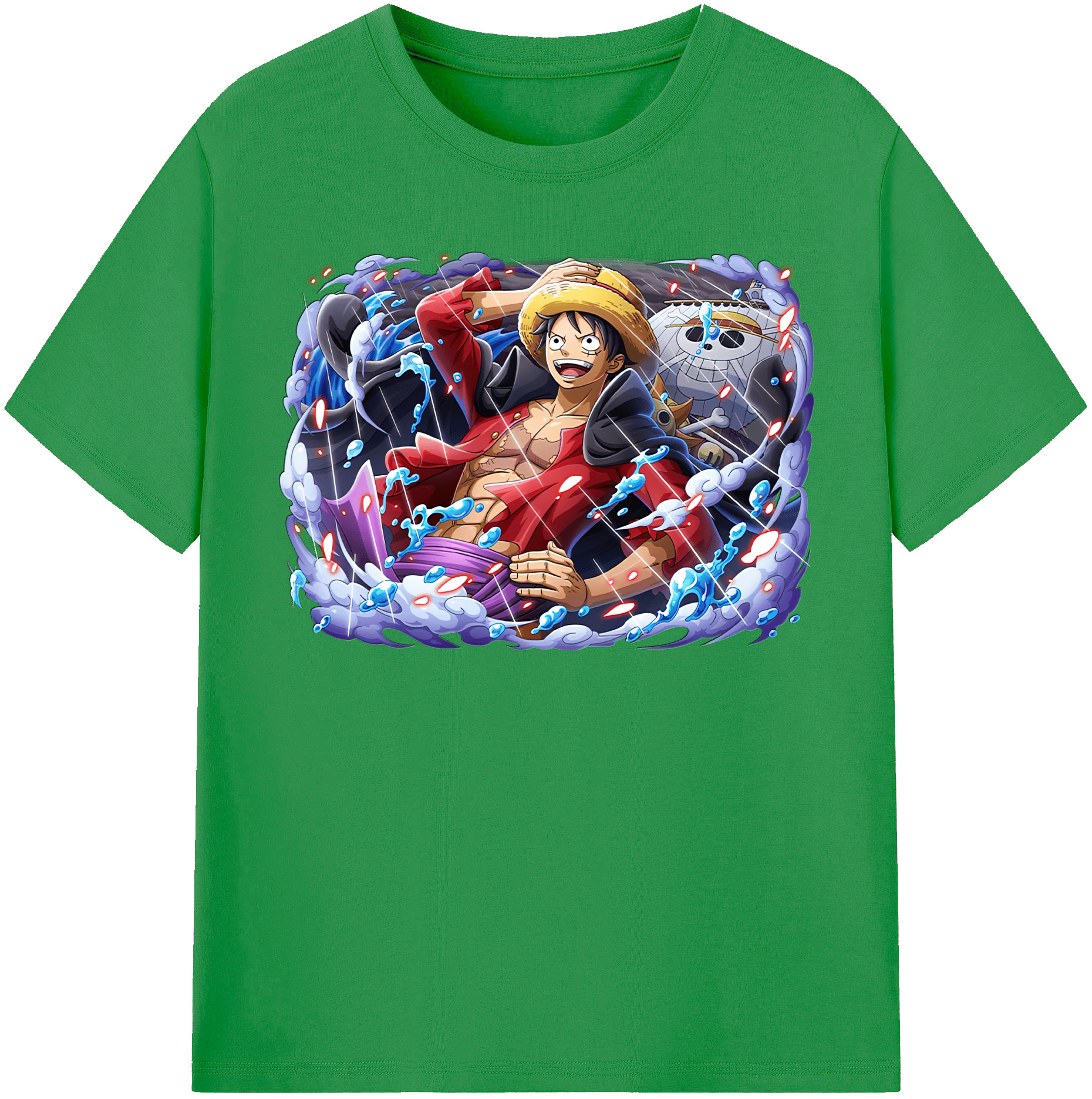 ワンピース モンキー・D・ルフィ ONE PIECE Monkey D. Luffy レディースカジュアルプリントTシャツ（綿100％）