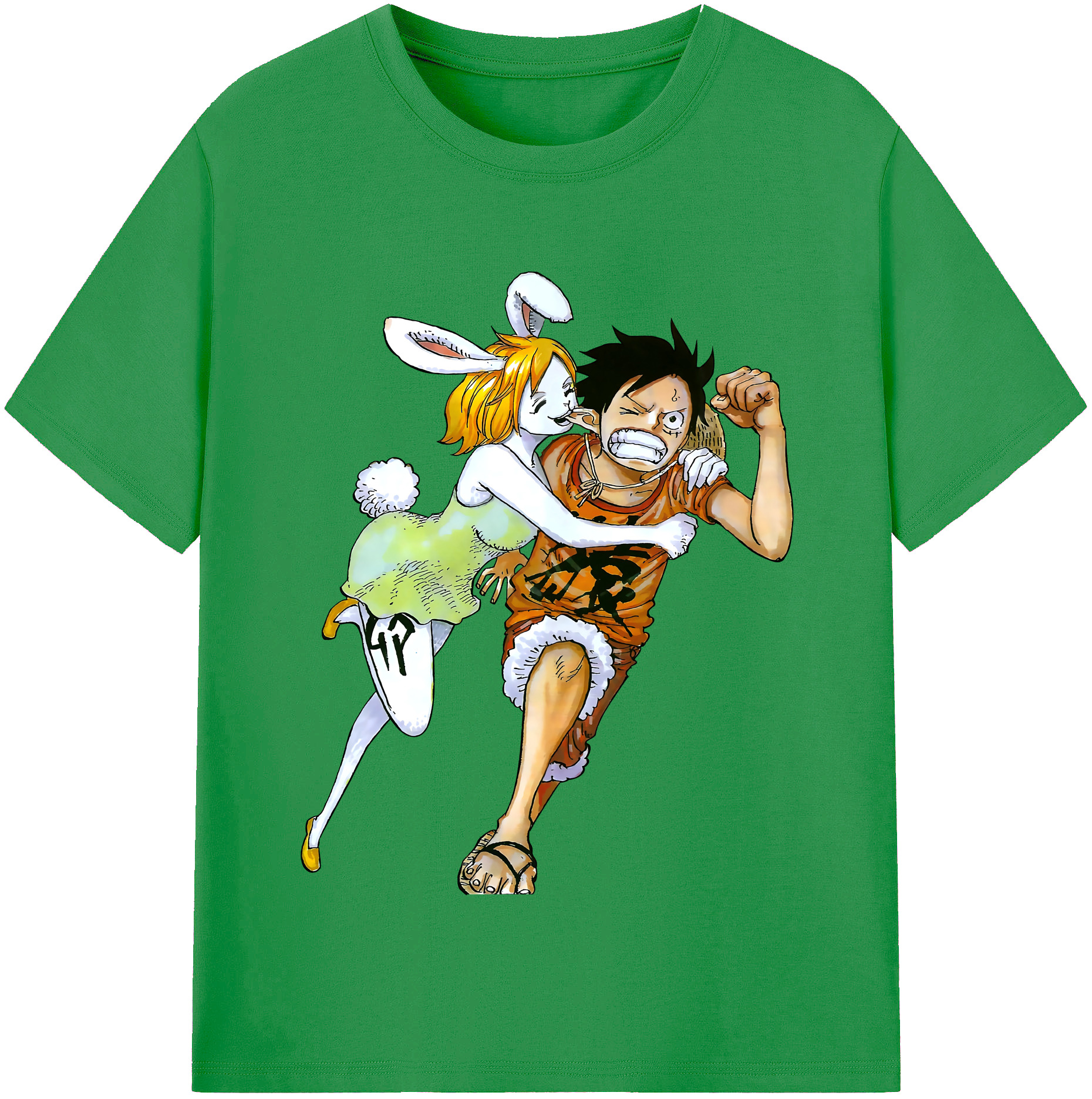 ワンピース モンキー・D・ルフィ ONE PIECE Monkey D. Luffy レディースカジュアルプリントTシャツ（綿100％）