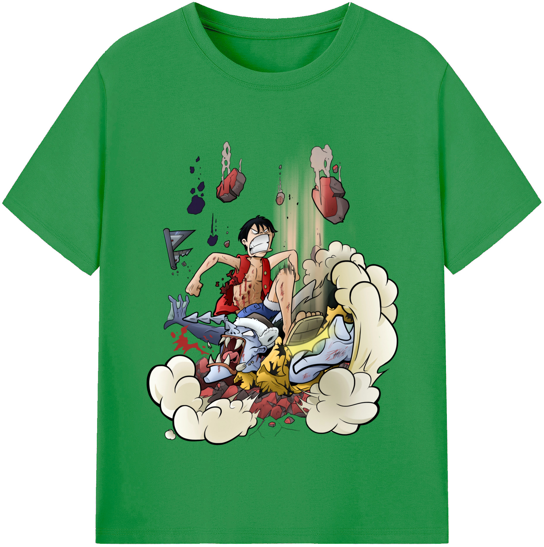 ワンピース モンキー・D・ルフィ ONE PIECE Monkey D. Luffy レディースカジュアルプリントTシャツ（綿100％）