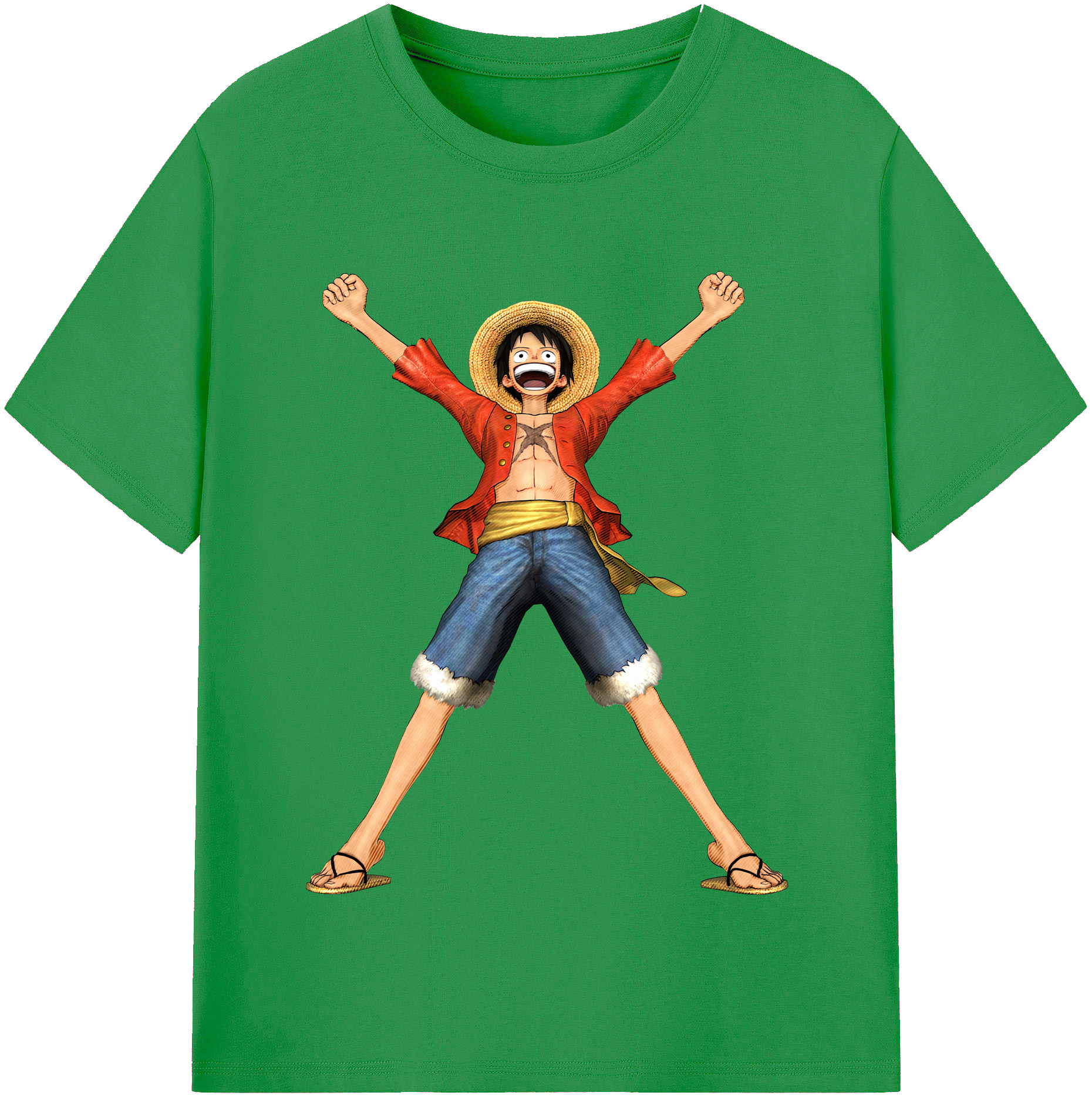 ワンピース モンキー・D・ルフィ ONE PIECE Monkey D. Luffy レディースカジュアルプリントTシャツ（綿100％）