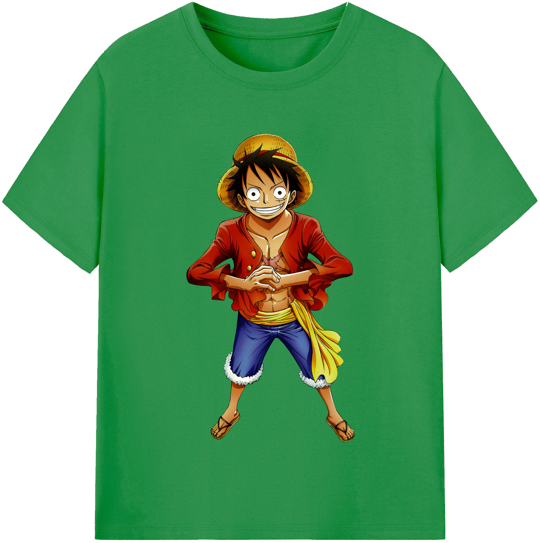 ワンピース モンキー・D・ルフィ ONE PIECE Monkey D. Luffy レディースカジュアルプリントTシャツ（綿100％）