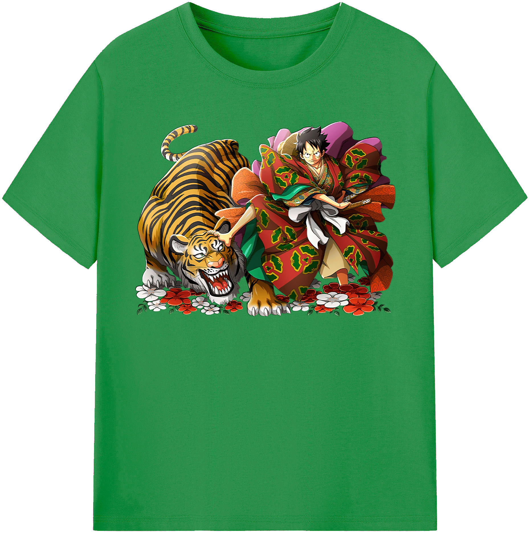 ワンピース モンキー・D・ルフィ ONE PIECE Monkey D. Luffy レディースカジュアルプリントTシャツ（綿100％）