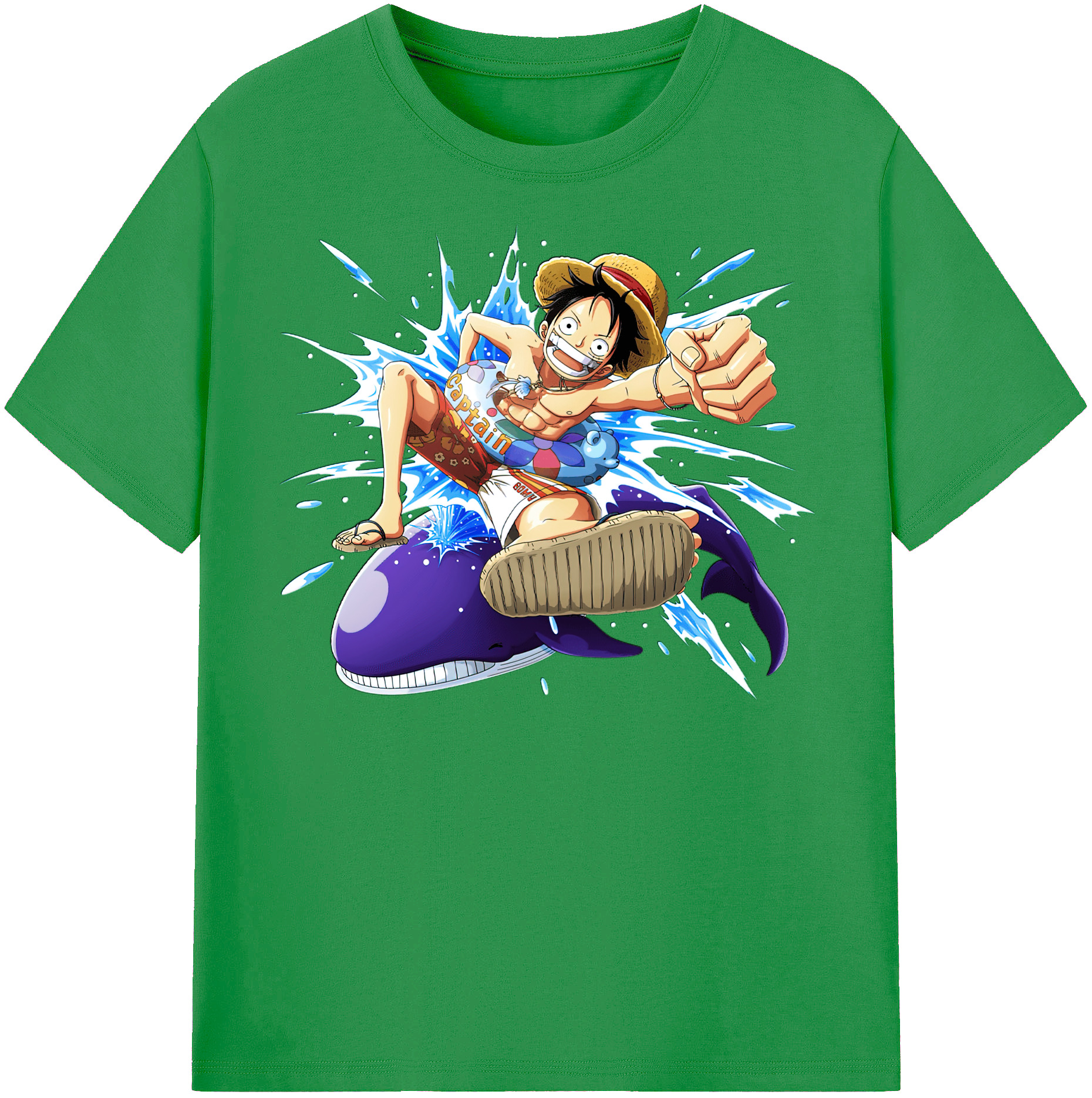 ワンピース モンキー・D・ルフィ ONE PIECE Monkey D. Luffy レディースカジュアルプリントTシャツ（綿100％）