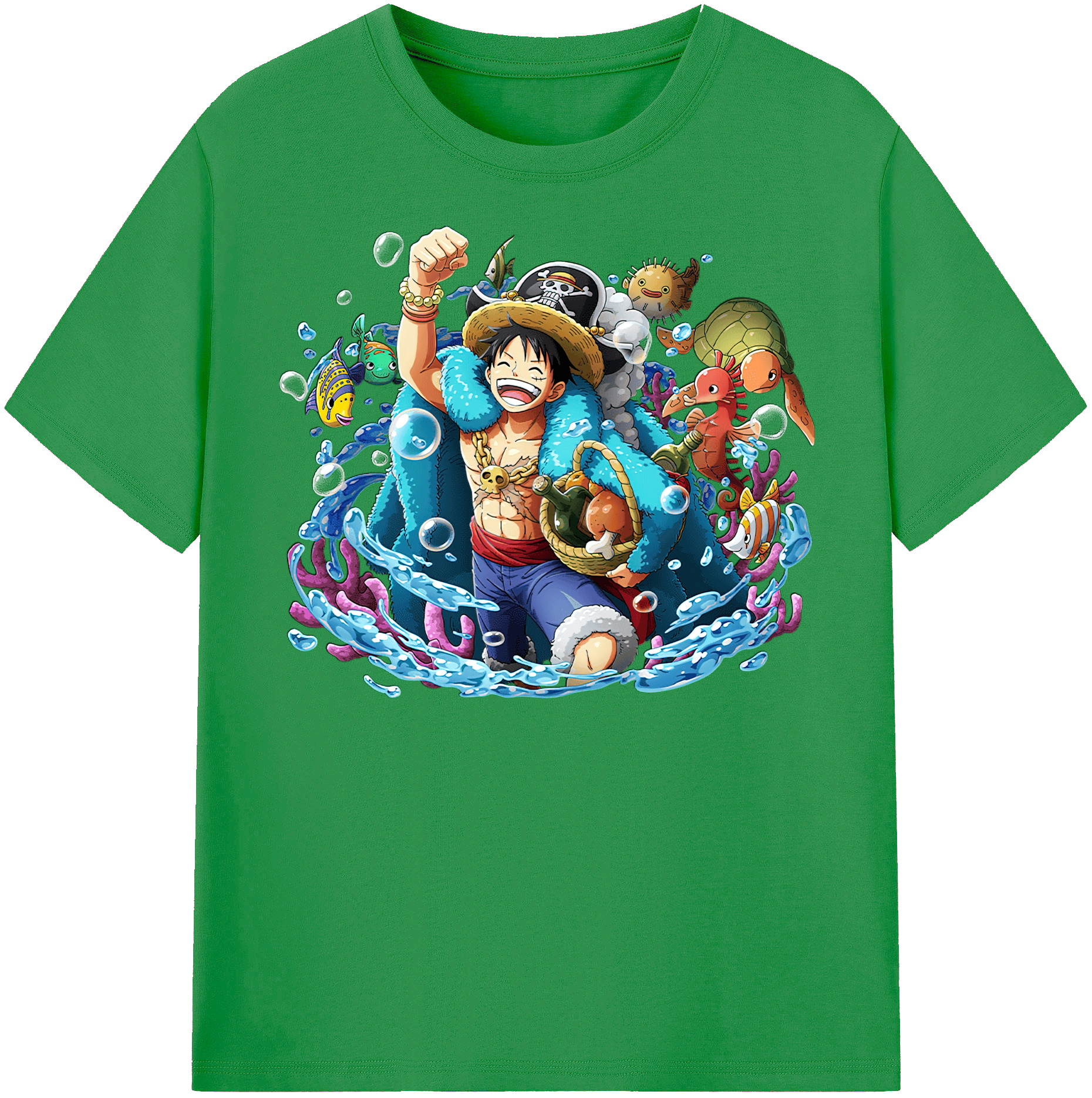 ワンピース モンキー・D・ルフィ ONE PIECE Monkey D. Luffy レディースカジュアルプリントTシャツ（綿100％）