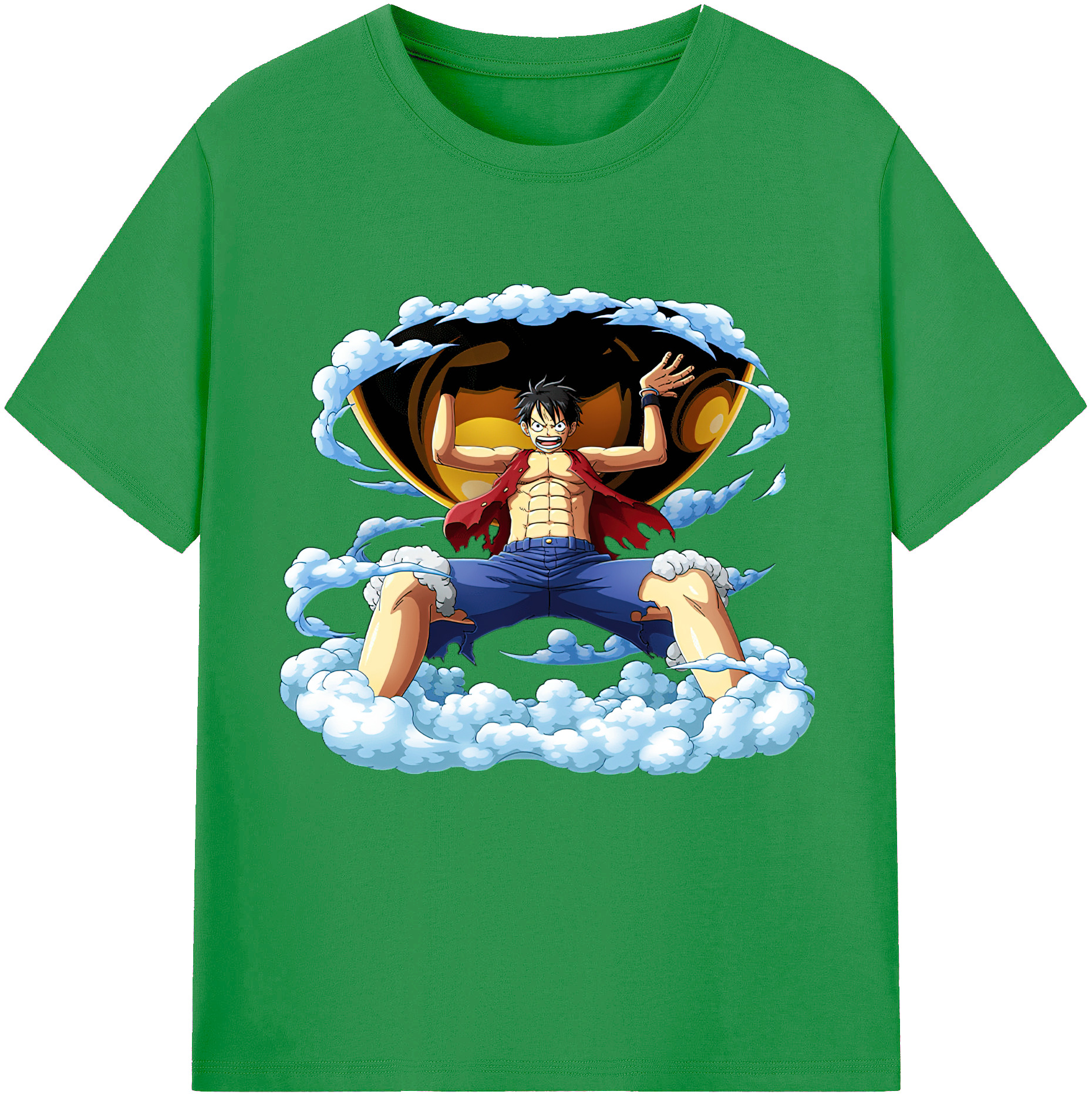 ワンピース モンキー・D・ルフィ ONE PIECE Monkey D. Luffy レディースカジュアルプリントTシャツ（綿100％）