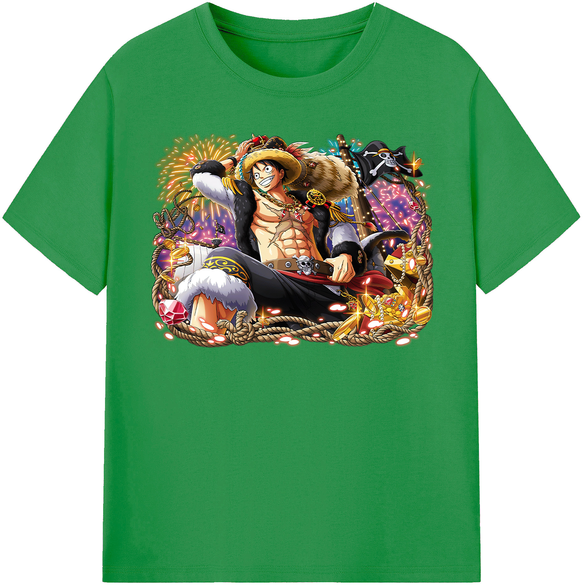 ワンピース モンキー・D・ルフィ ONE PIECE Monkey D. Luffy レディースカジュアルプリントTシャツ（綿100％）