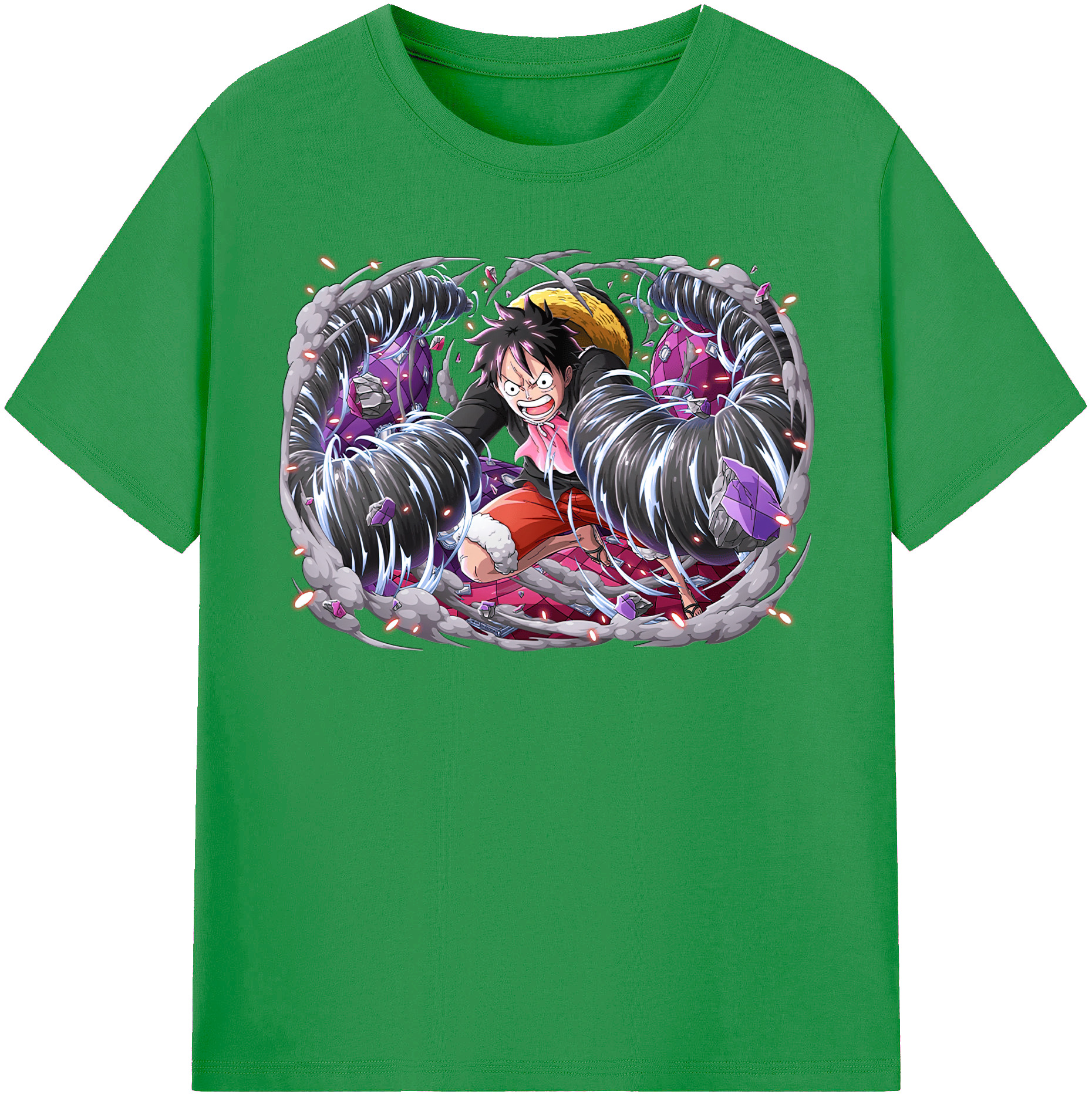 ワンピース モンキー・D・ルフィ ONE PIECE Monkey D. Luffy レディースカジュアルプリントTシャツ（綿100％）