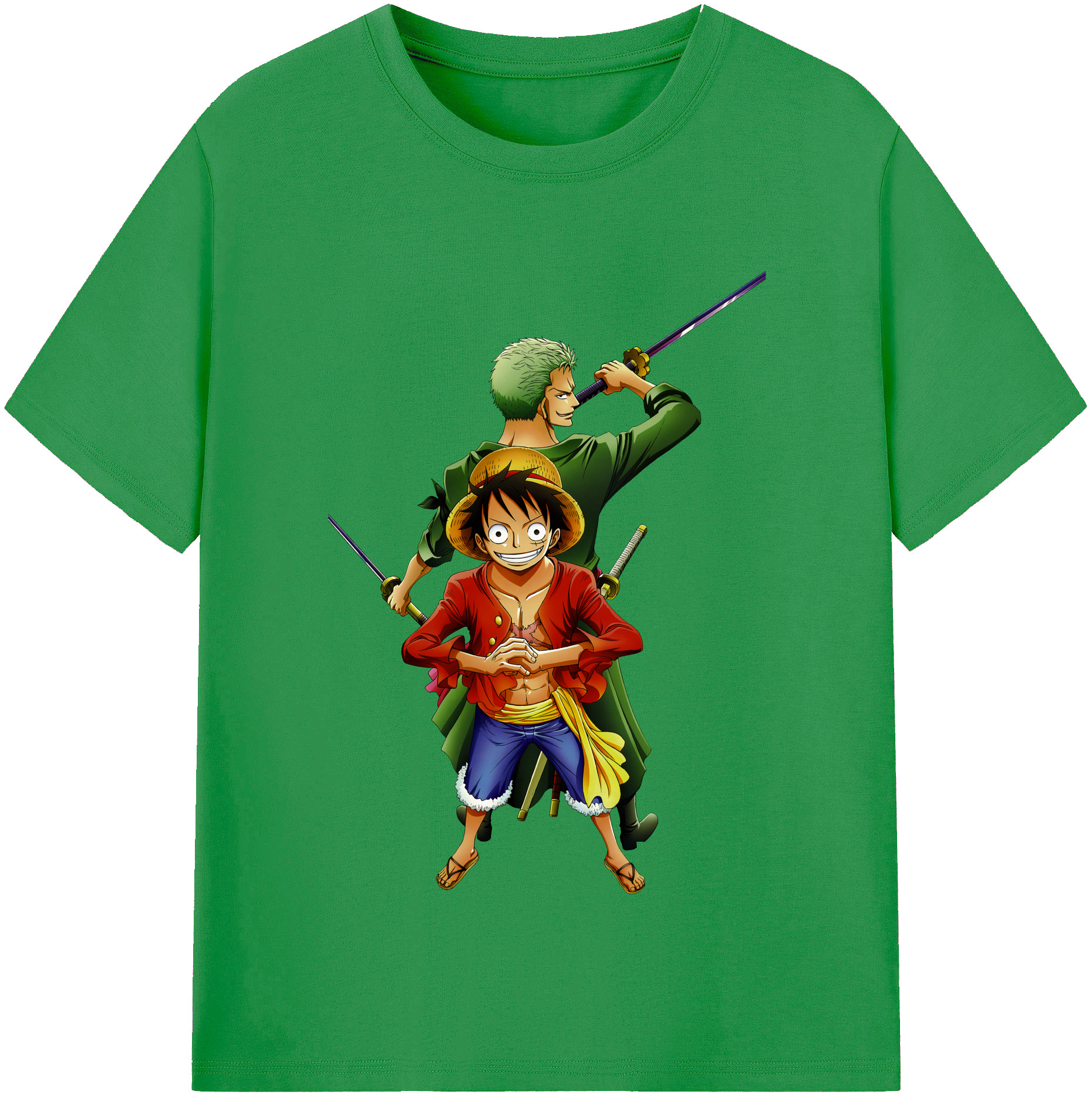 ワンピース モンキー・D・ルフィ ONE PIECE Monkey D. Luffy レディースカジュアルプリントTシャツ（綿100％）