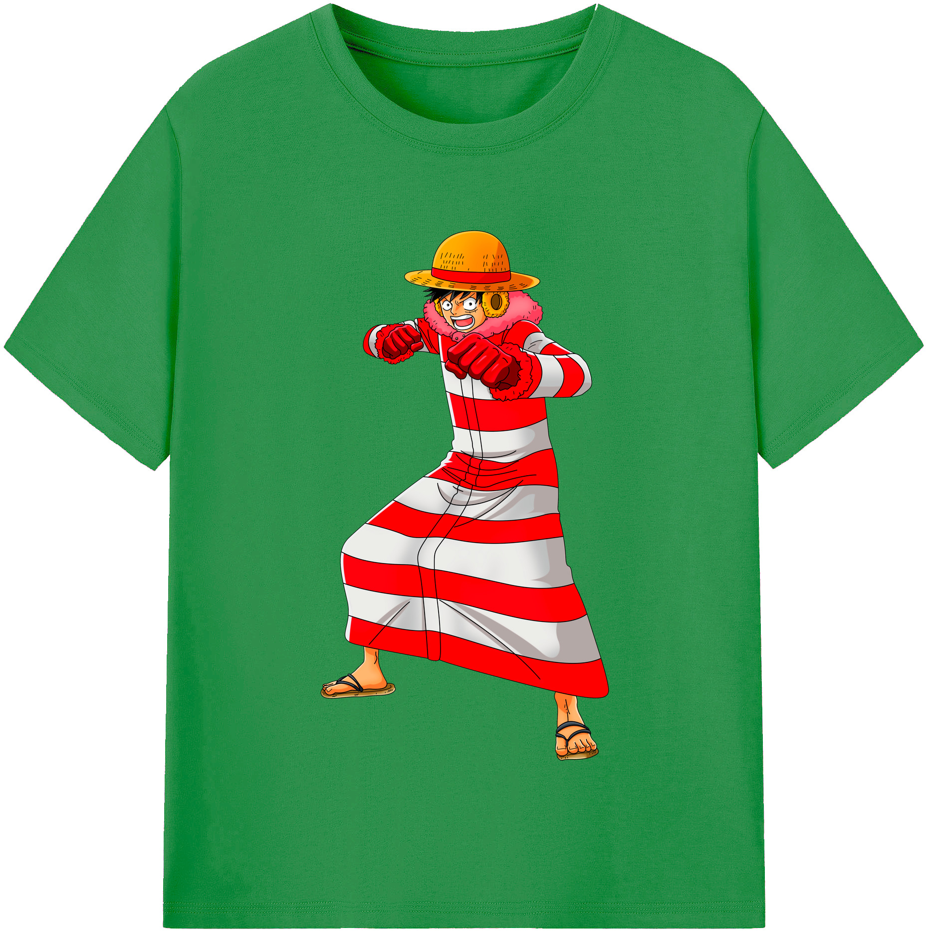 ワンピース モンキー・D・ルフィ ONE PIECE Monkey D. Luffy レディースカジュアルプリントTシャツ（綿100％）