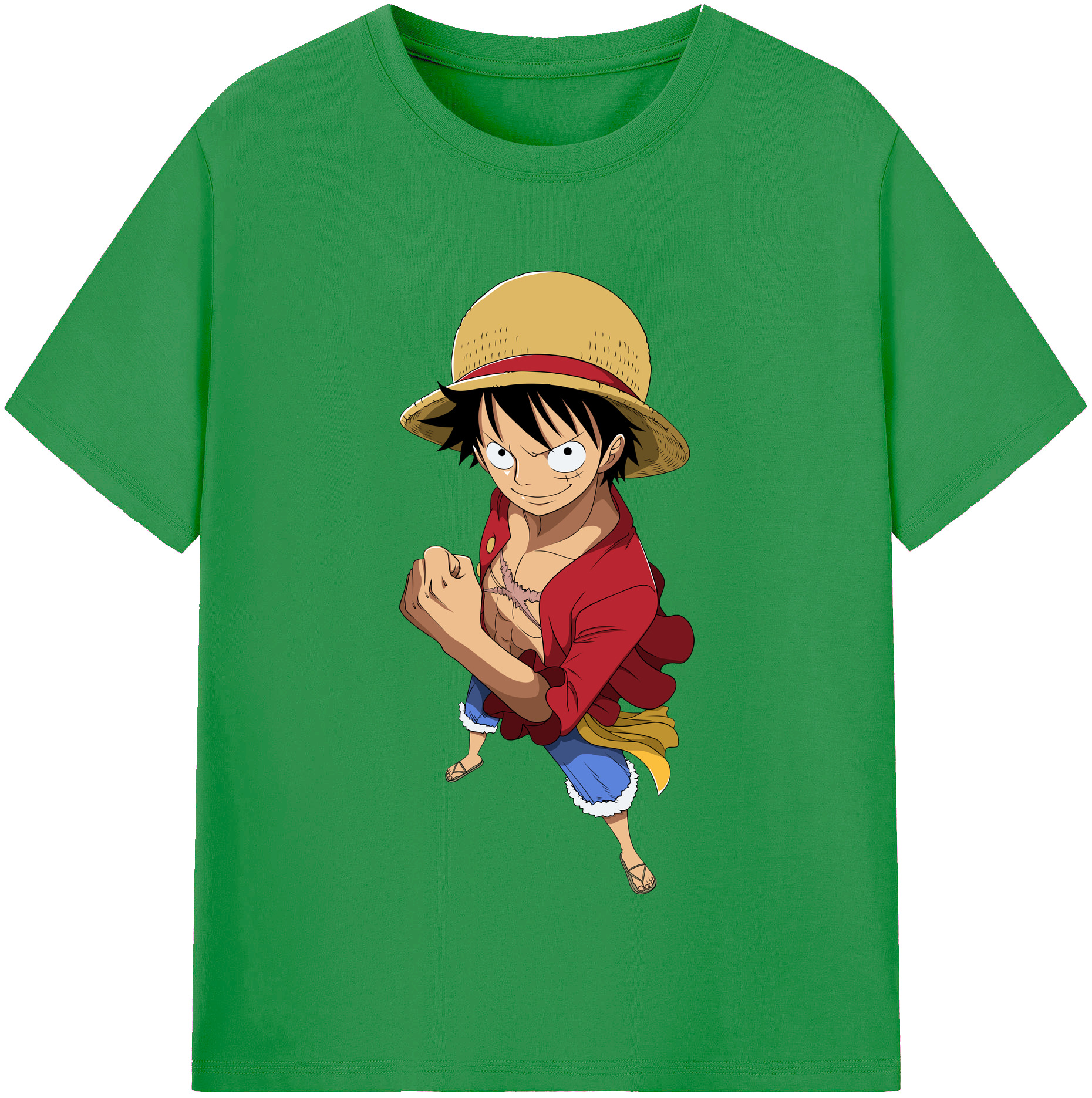ワンピース モンキー・D・ルフィ ONE PIECE Monkey D. Luffy レディースカジュアルプリントTシャツ（綿100％）