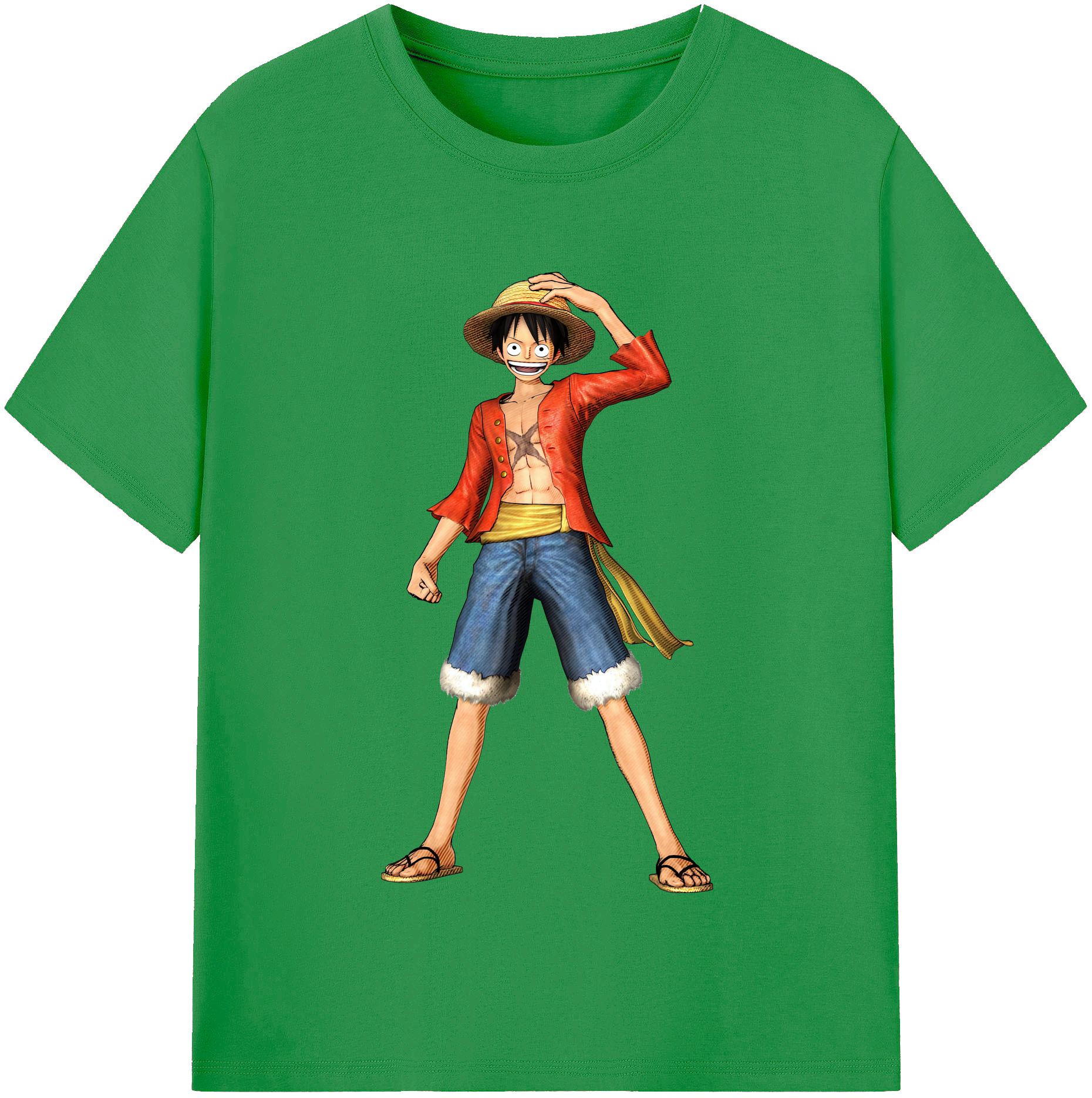 ワンピース モンキー・D・ルフィ ONE PIECE Monkey D. Luffy レディースカジュアルプリントTシャツ（綿100％）