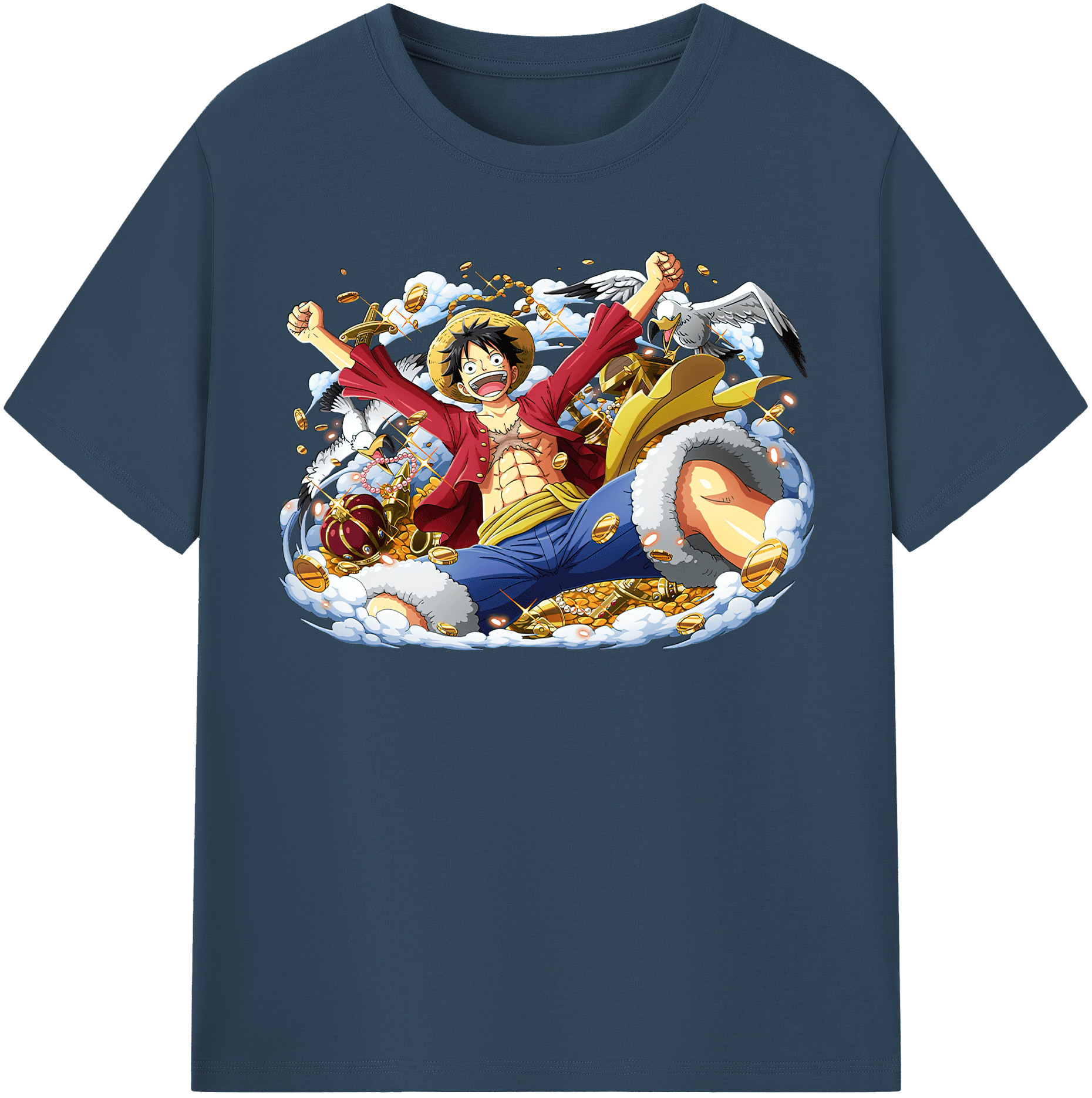 ワンピース モンキー・D・ルフィ ONE PIECE Monkey D. Luffy レディースカジュアルプリントTシャツ（綿100％）