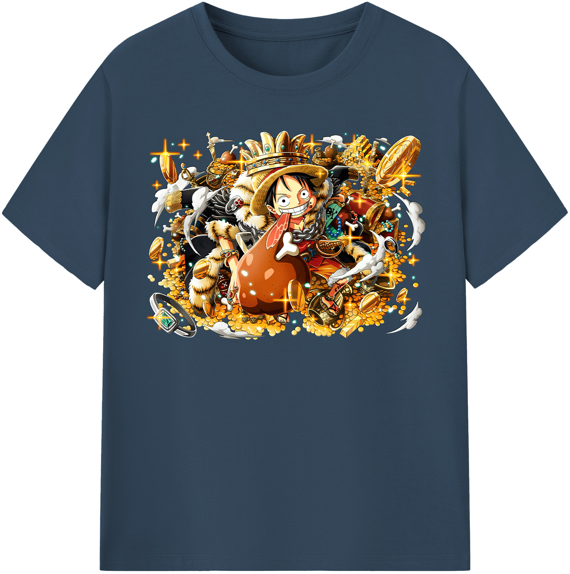 ワンピース モンキー・D・ルフィ ONE PIECE Monkey D. Luffy レディースカジュアルプリントTシャツ（綿100％）