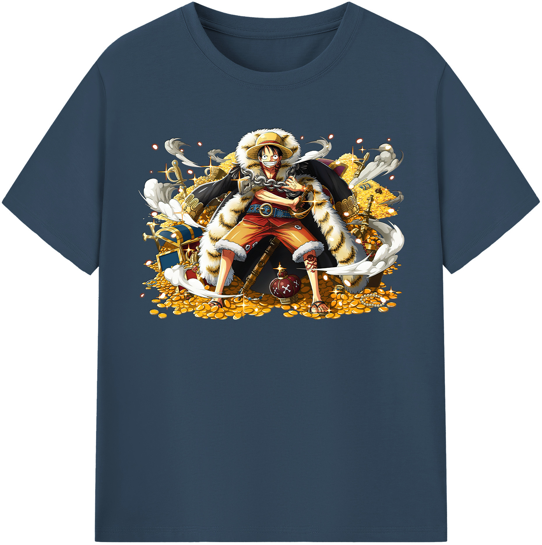 ワンピース モンキー・D・ルフィ ONE PIECE Monkey D. Luffy レディースカジュアルプリントTシャツ（綿100％）
