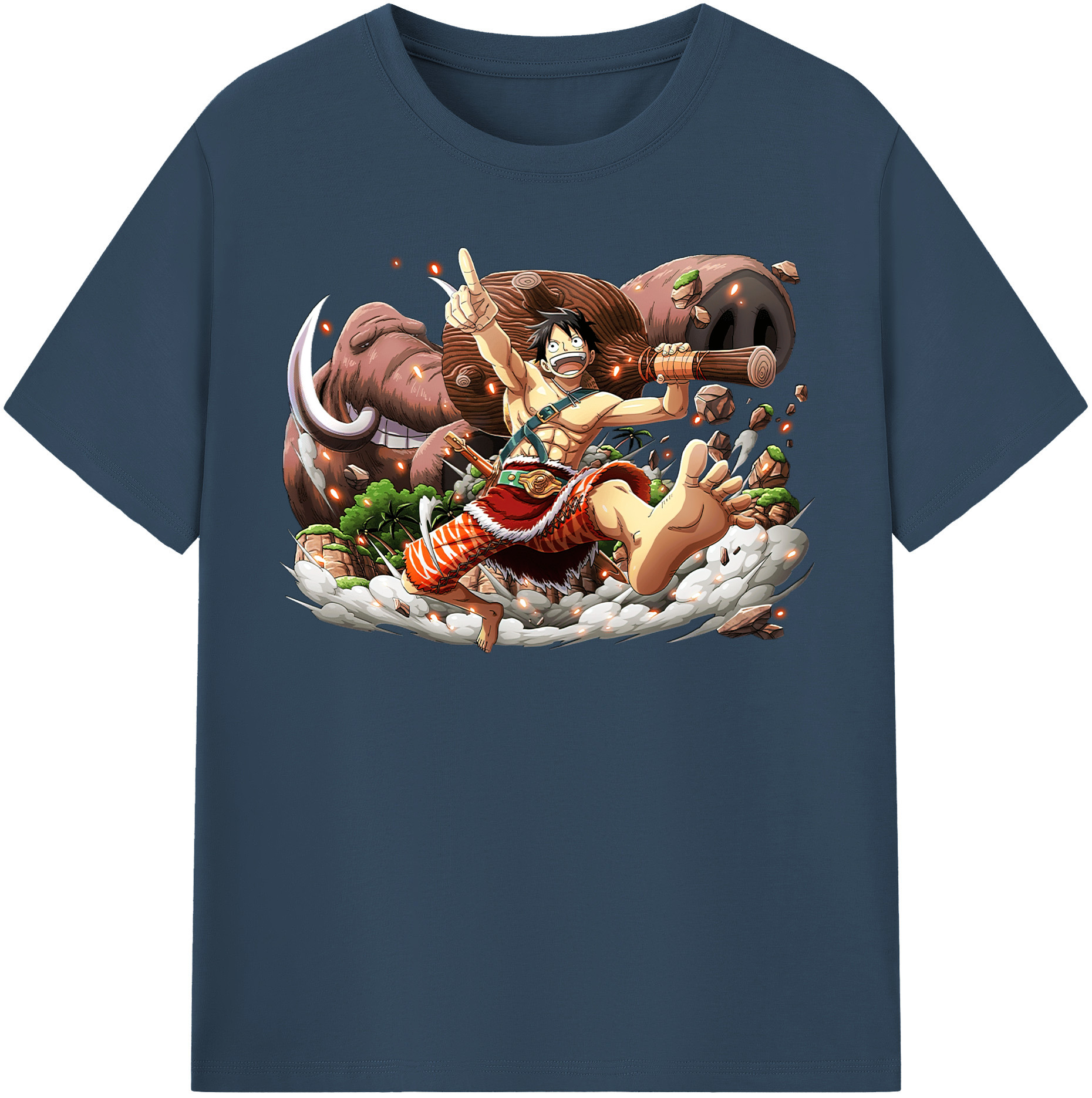 ワンピース モンキー・D・ルフィ ONE PIECE Monkey D. Luffy レディースカジュアルプリントTシャツ（綿100％）
