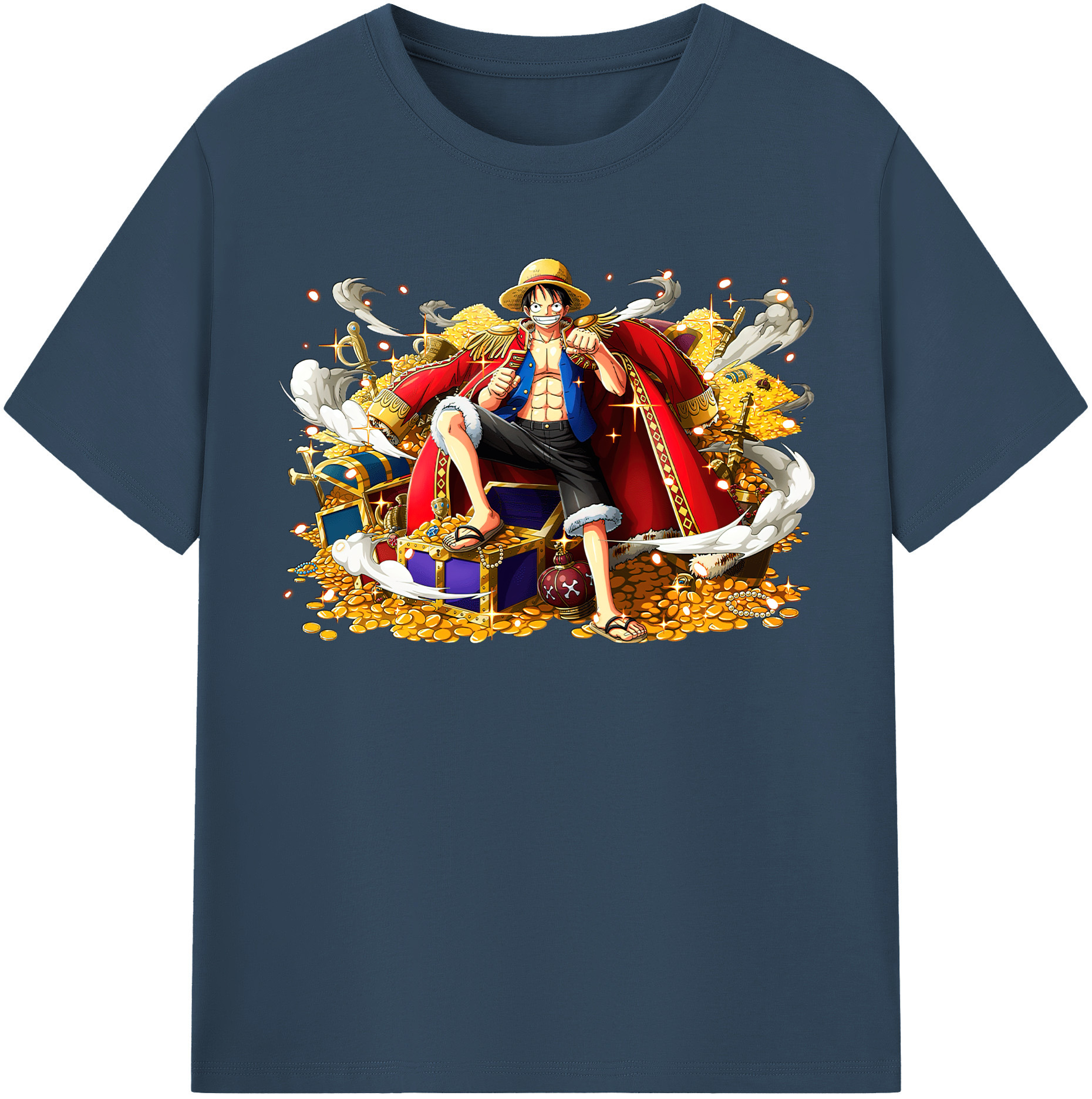 ワンピース モンキー・D・ルフィ ONE PIECE Monkey D. Luffy レディースカジュアルプリントTシャツ（綿100％）
