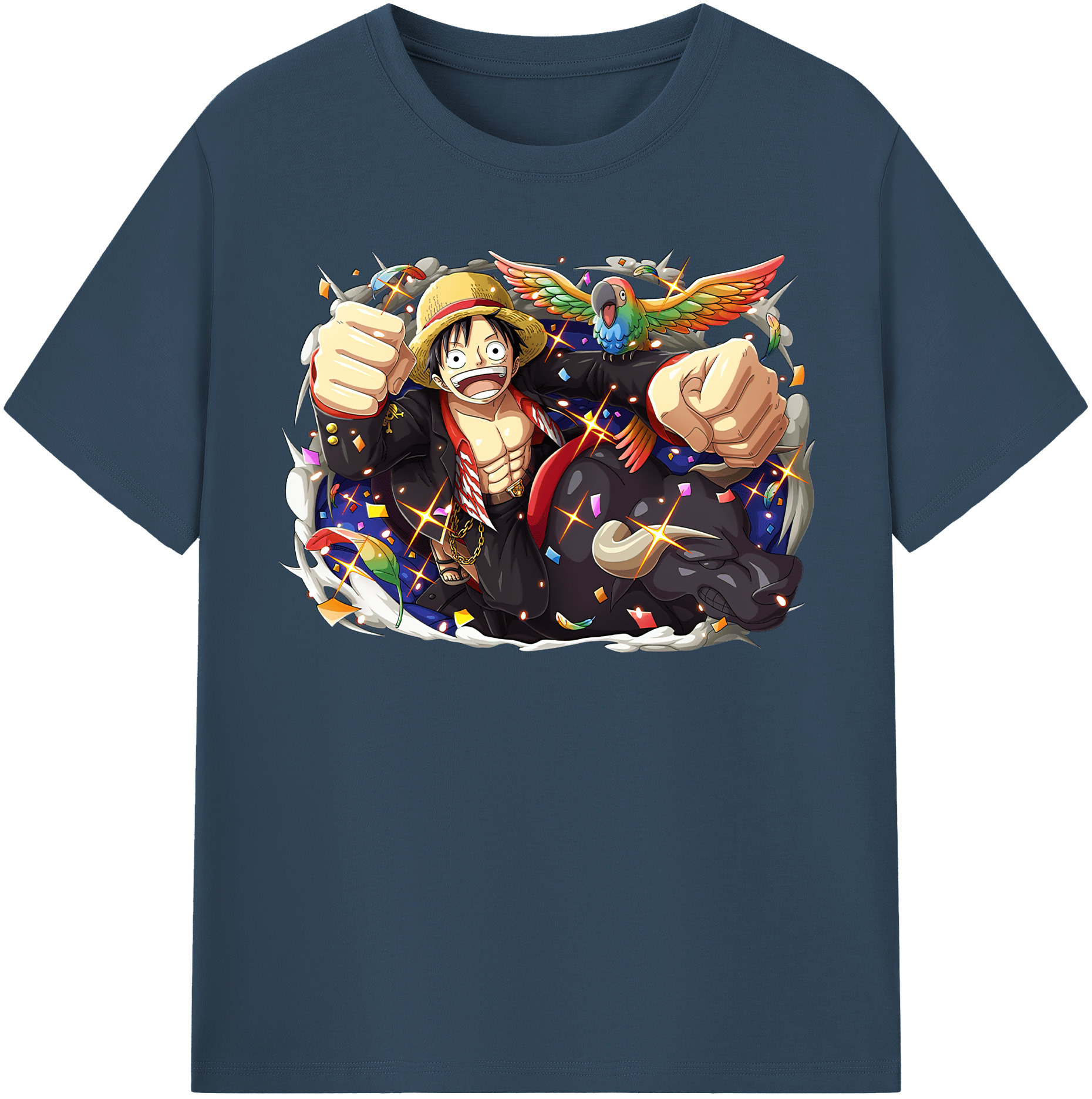 ワンピース モンキー・D・ルフィ ONE PIECE Monkey D. Luffy レディースカジュアルプリントTシャツ（綿100％）