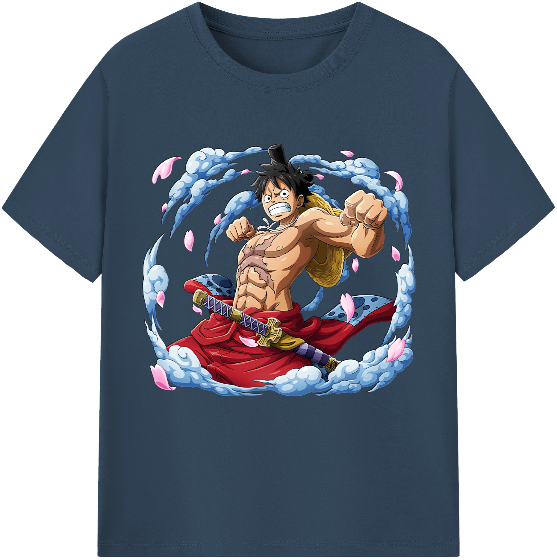 ワンピース モンキー・D・ルフィ ONE PIECE Monkey D. Luffy レディースカジュアルプリントTシャツ（綿100％）